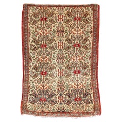 Antique Senneh Mat Rug with Multi Cord Selvedge, 19th Century