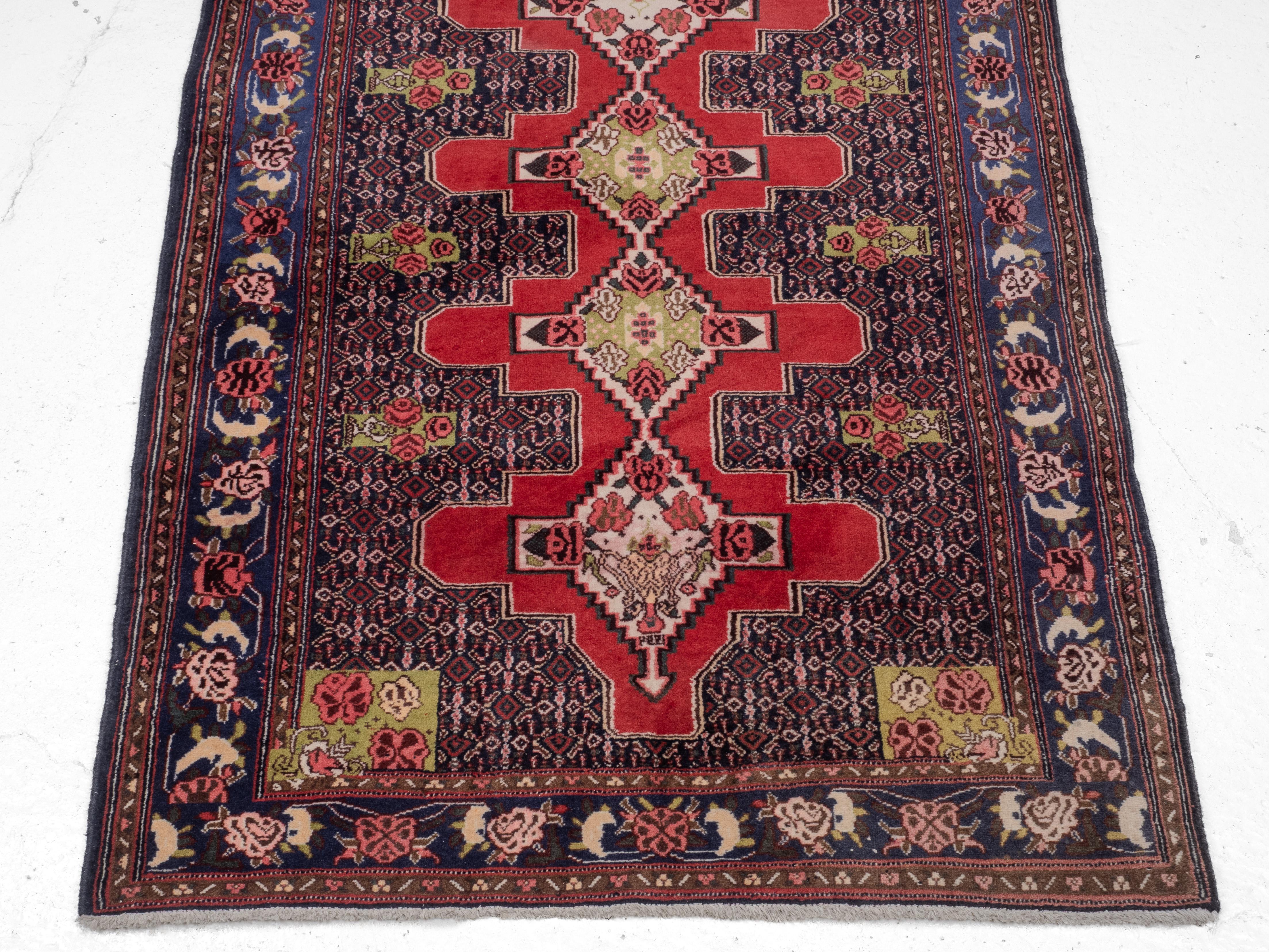 Tessuto a mano Tappeto Senneh West Persian Kurdish Late c.20th 6' x 4'1