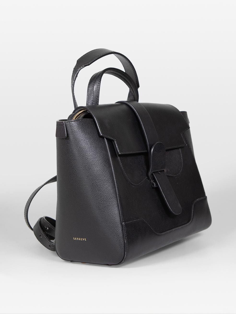 Senreve Black Leather Convertible Maestra Bag In Good Condition For Sale In London, GB