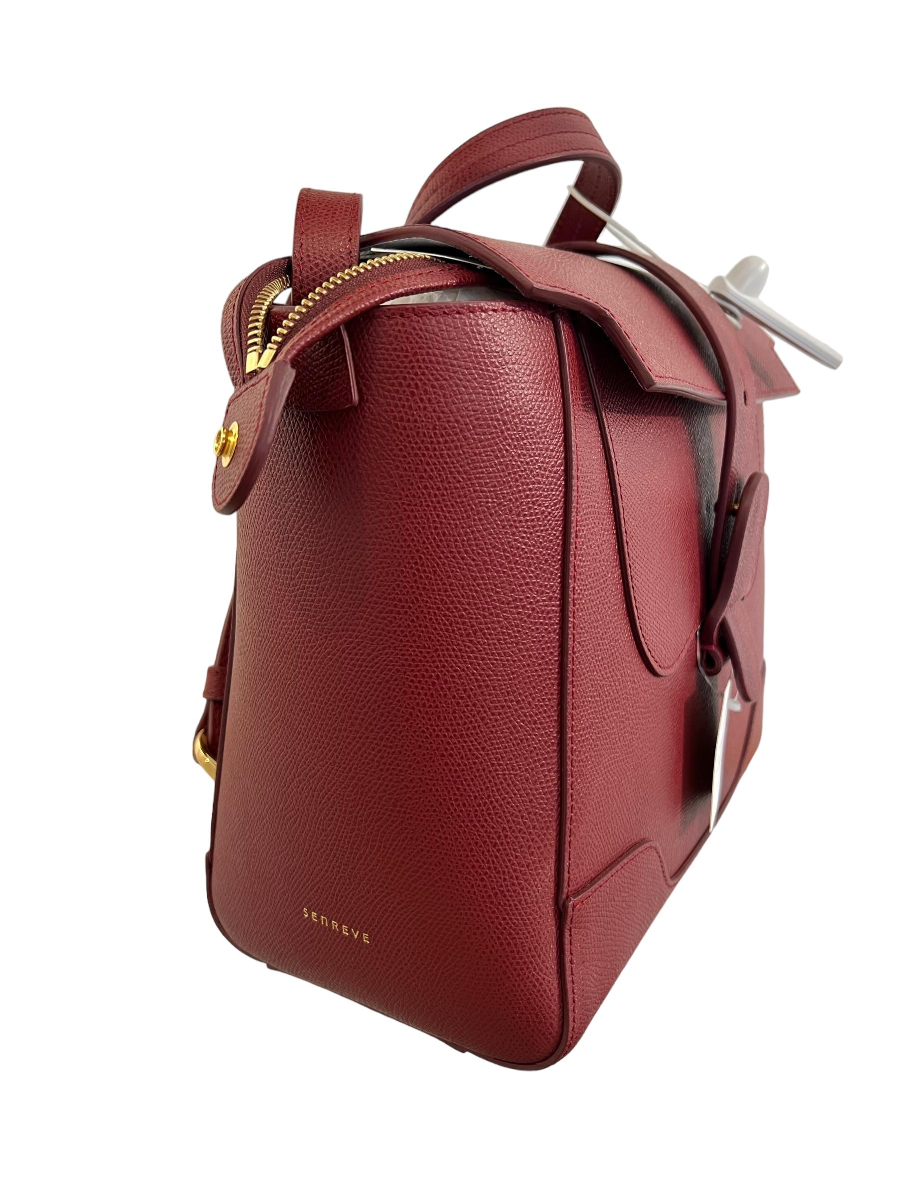 Designed For The Multi-Faceted Modern Woman, Senreve Burgundy Satchel Leather Backpack. Where beauty meets versatility.