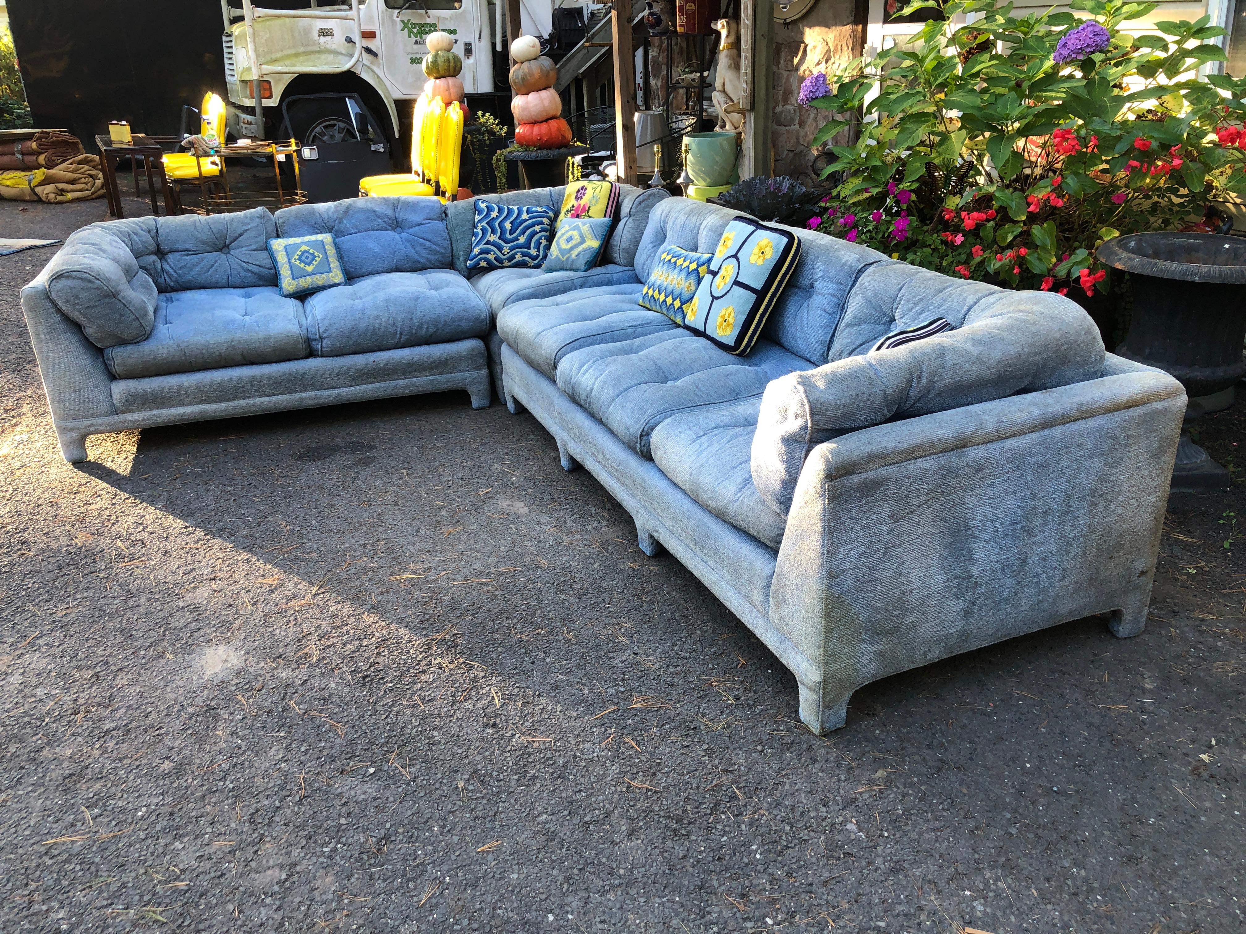 Sensational 3 Piece Milo Baughman style Sectional Sofa Century Furniture Co. For Sale 5