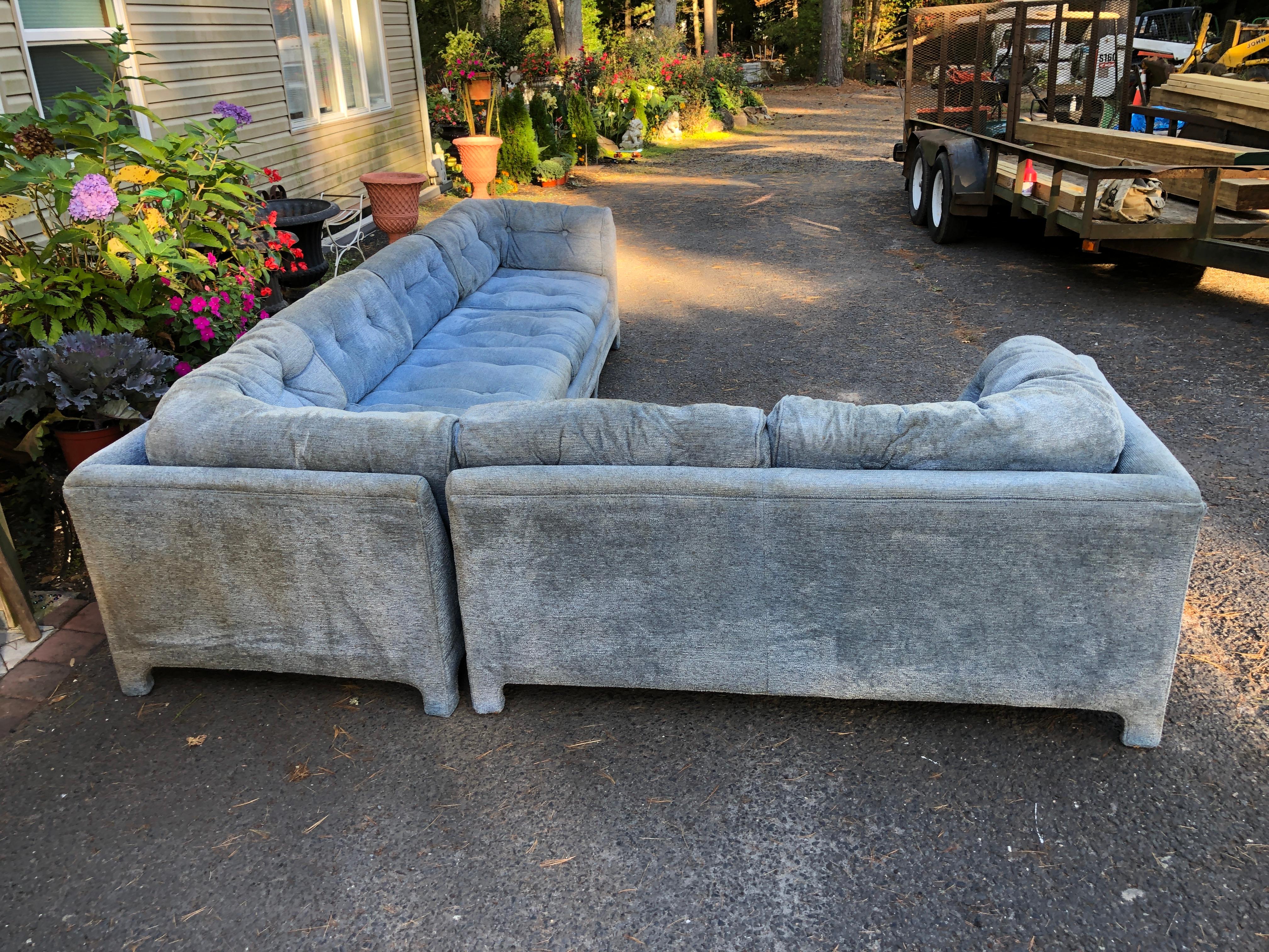 Sensational 3 Piece Milo Baughman style Sectional Sofa Century Furniture Co. For Sale 6