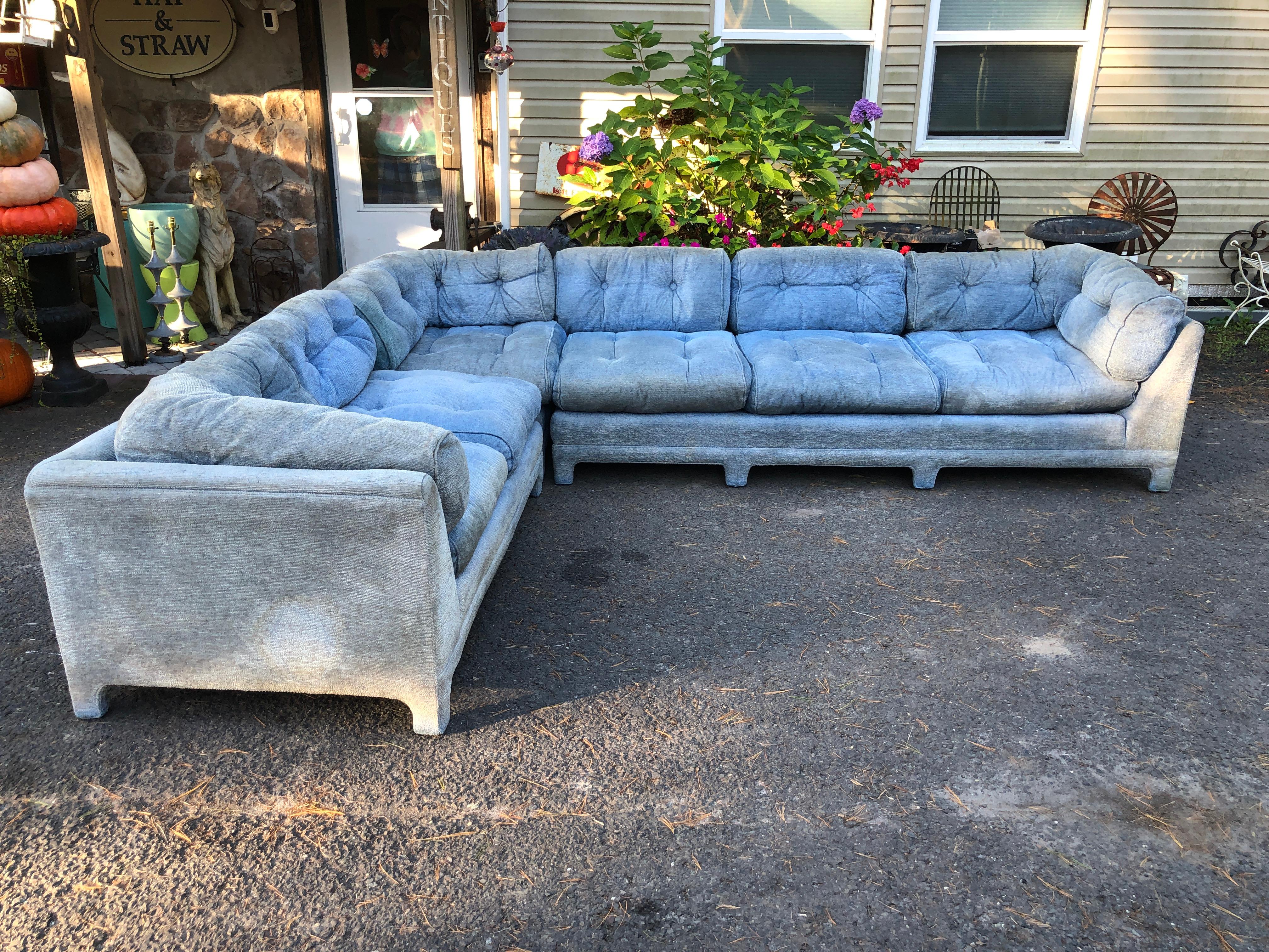 Sensational 3 Piece Milo Baughman style Sectional Sofa Century Furniture Co. For Sale 7