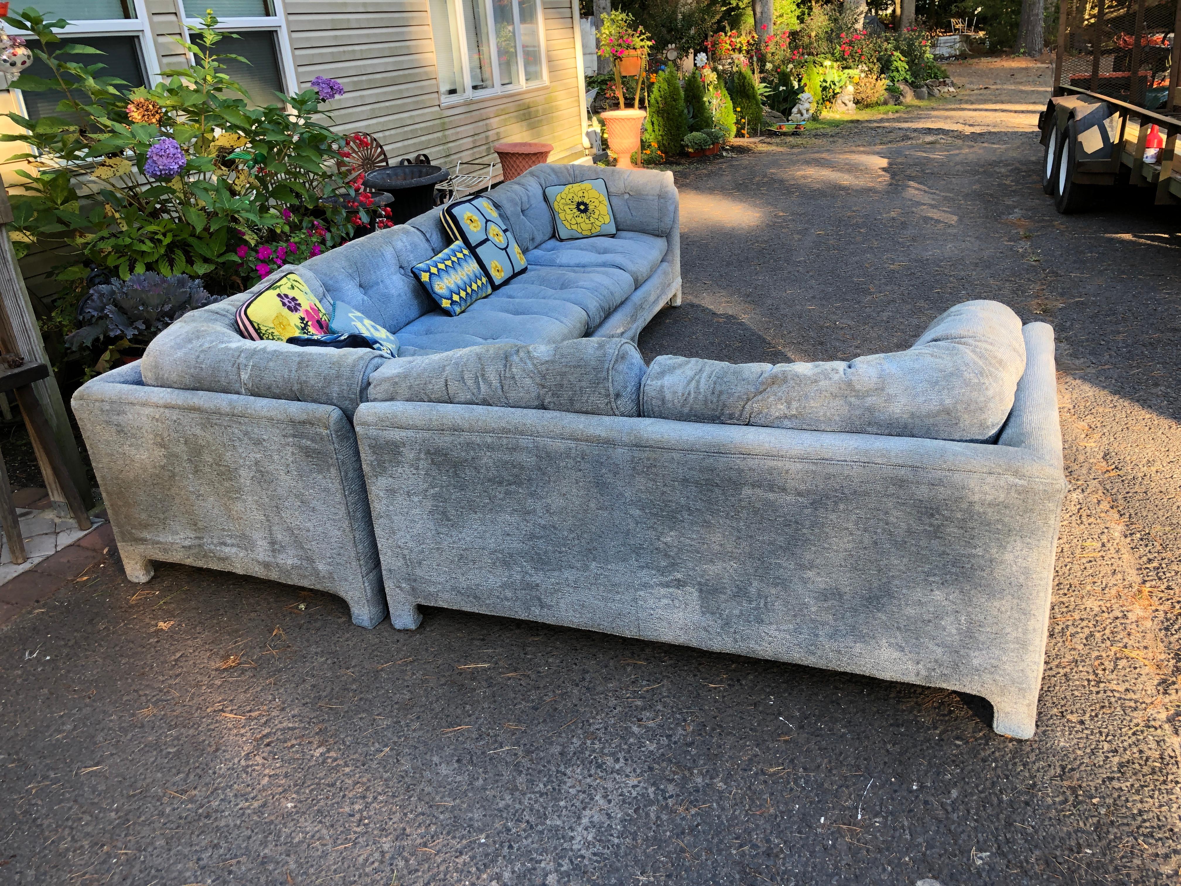 Sensational 3 Piece Milo Baughman style Sectional Sofa Century Furniture Co. In Good Condition For Sale In Pemberton, NJ