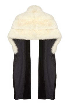 Sensational Albert Hart 1930s White Fox Fur Stole with Velvet and Silk Wrap