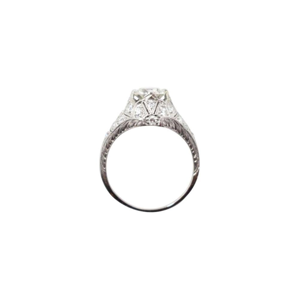 Women's or Men's Sensational Art Deco 1.66 CTW Diamond & Platinum Alternative Ring GIA