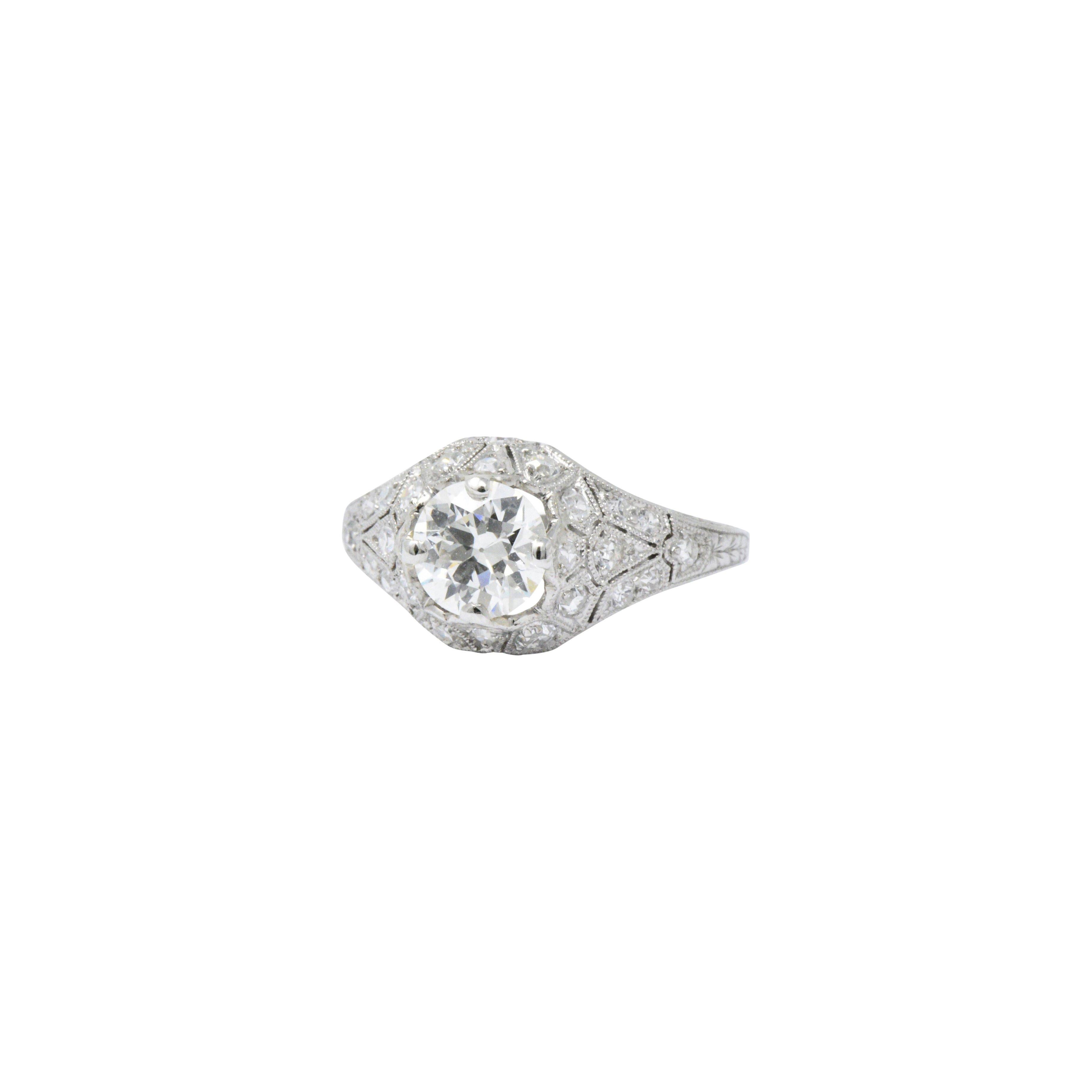 Sensational Art Deco 1.66 CTW Diamond & Platinum Alternative Ring GIA 1