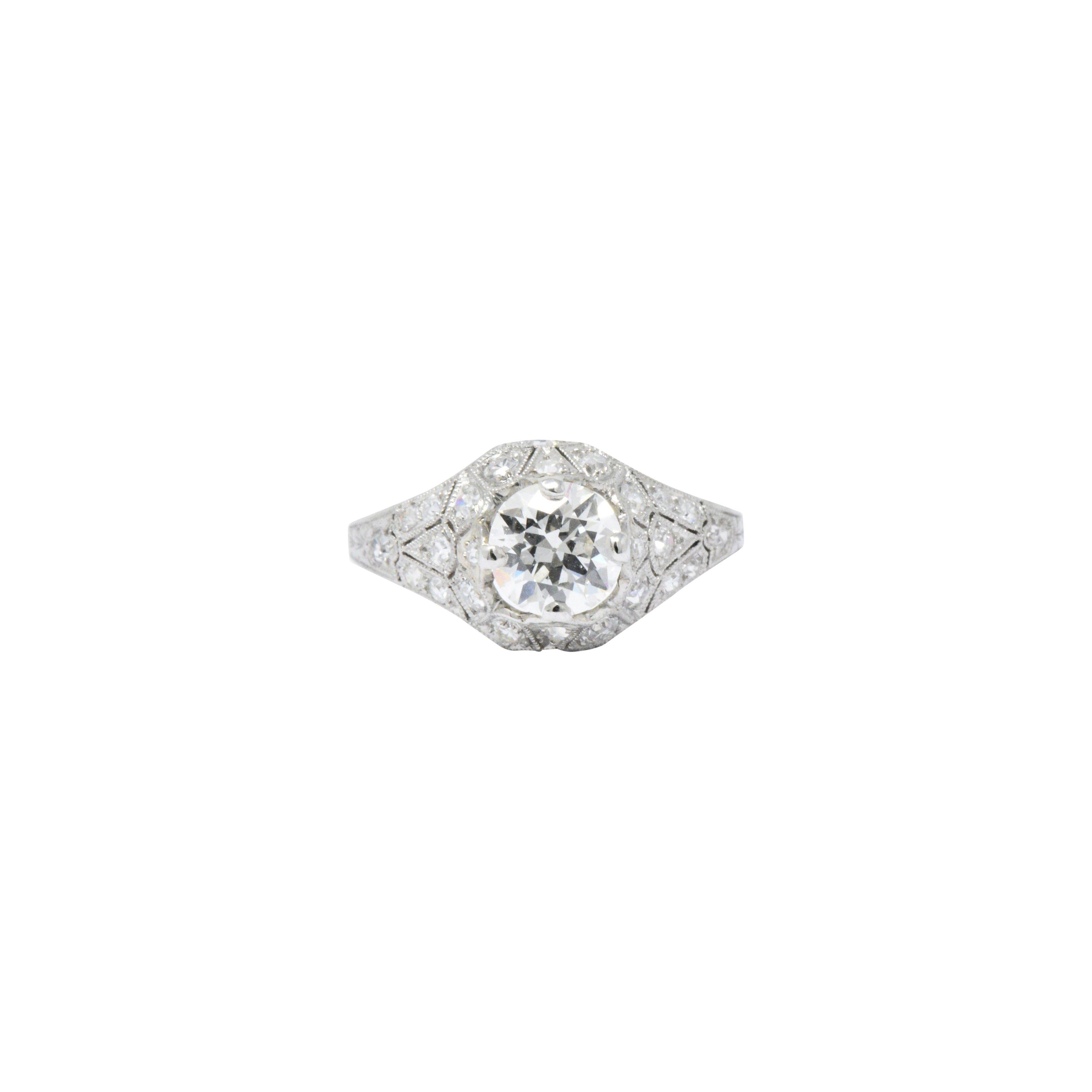 Sensational Art Deco 1.66 CTW Diamond & Platinum Alternative Ring GIA 5
