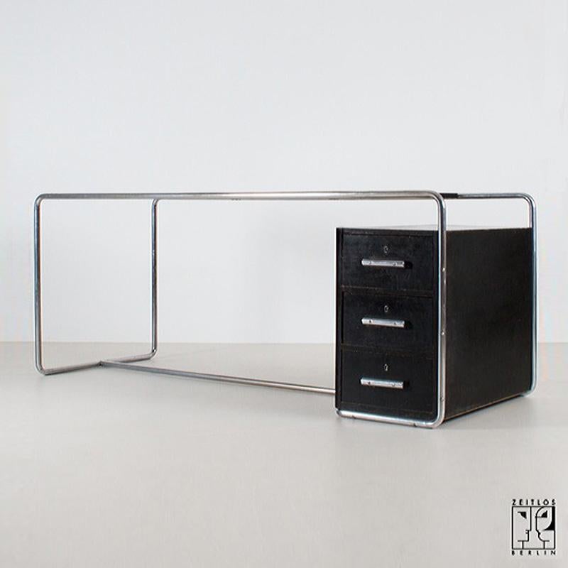 German Sensational Bauhaus Avant-garde tubular steel writing desk by Bruno Weil (BeWe) For Sale