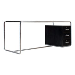 Sensacional escritorio de acero tubular vanguardista Bauhaus de Bruno Weil (BeWe)