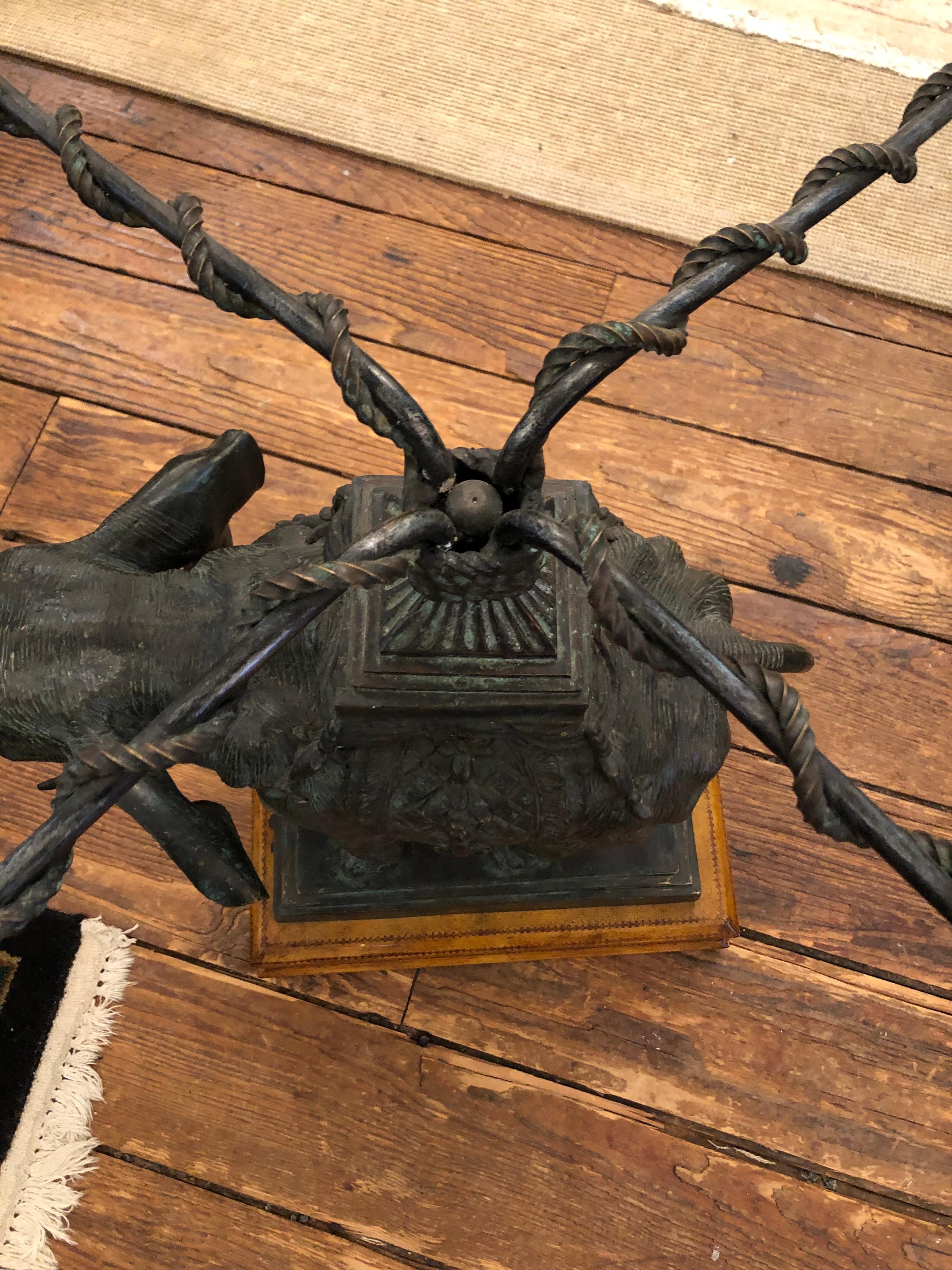 Late 20th Century Sensational Black Patinated Bronze Elephant Motife Side Table