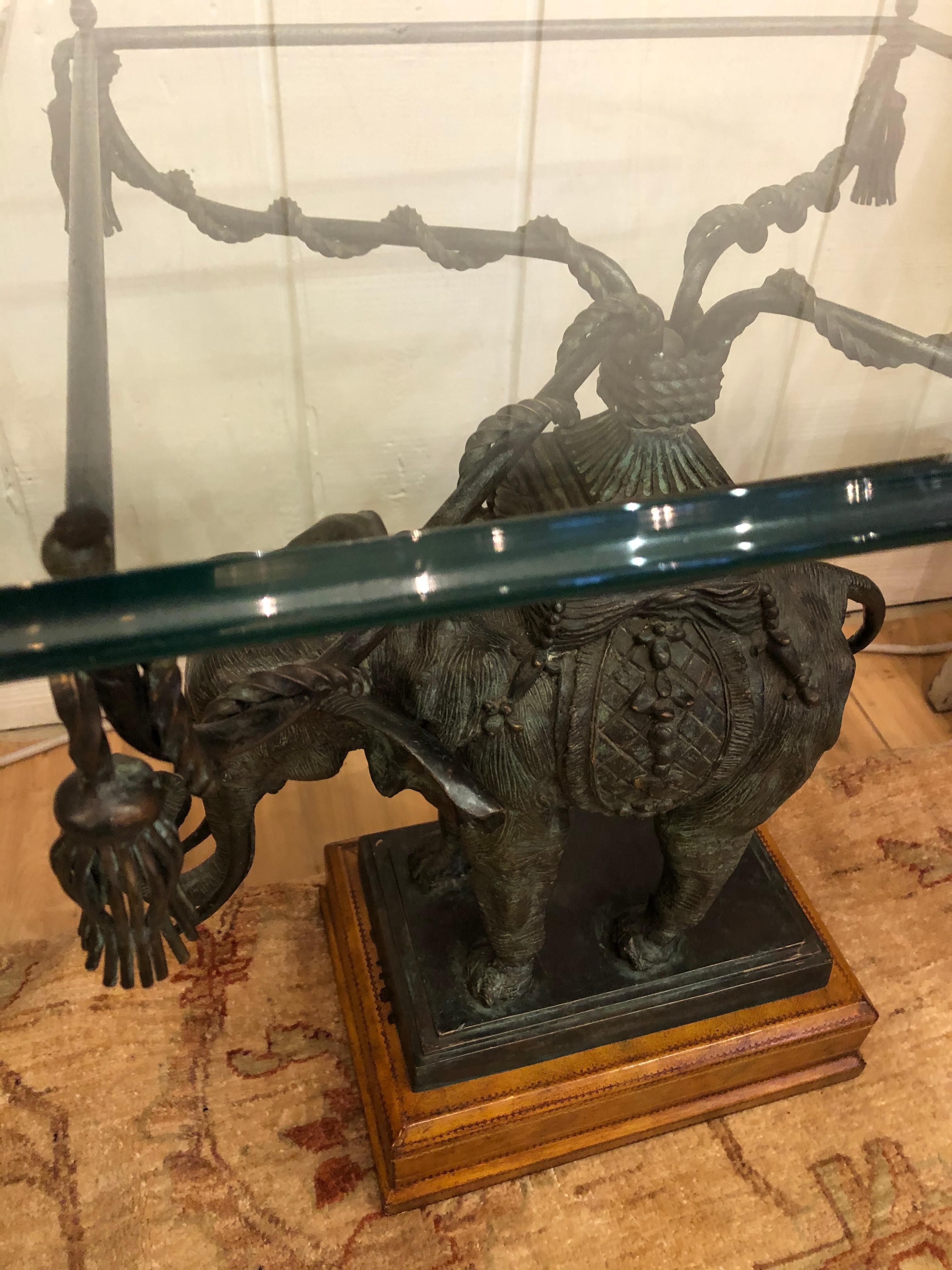 Sensational Black Patinated Bronze Elephant Motife Side Table 2