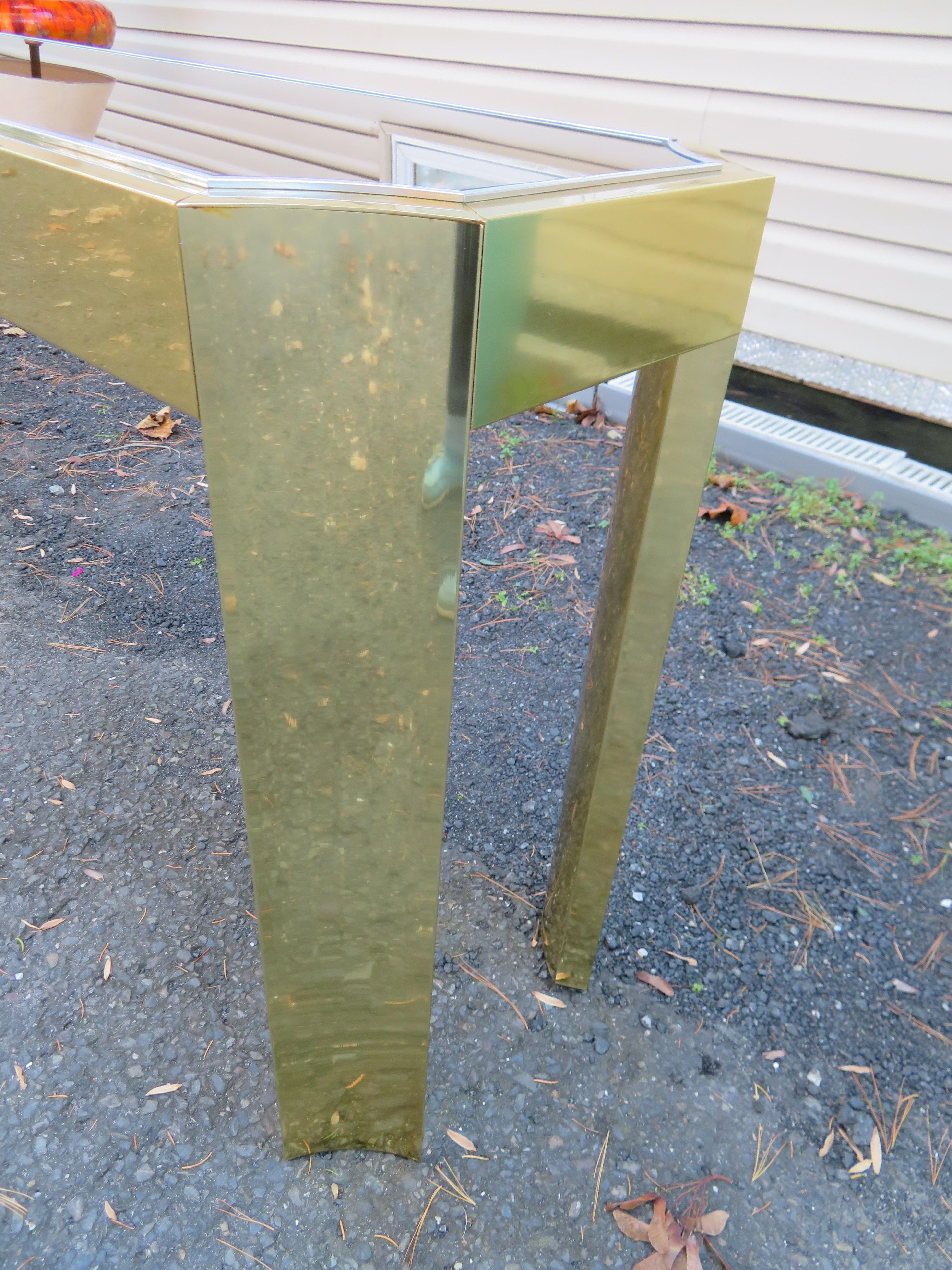 Anodized Sensational Brass Aluminum Console Sofa Table Mid-Century Modern For Sale