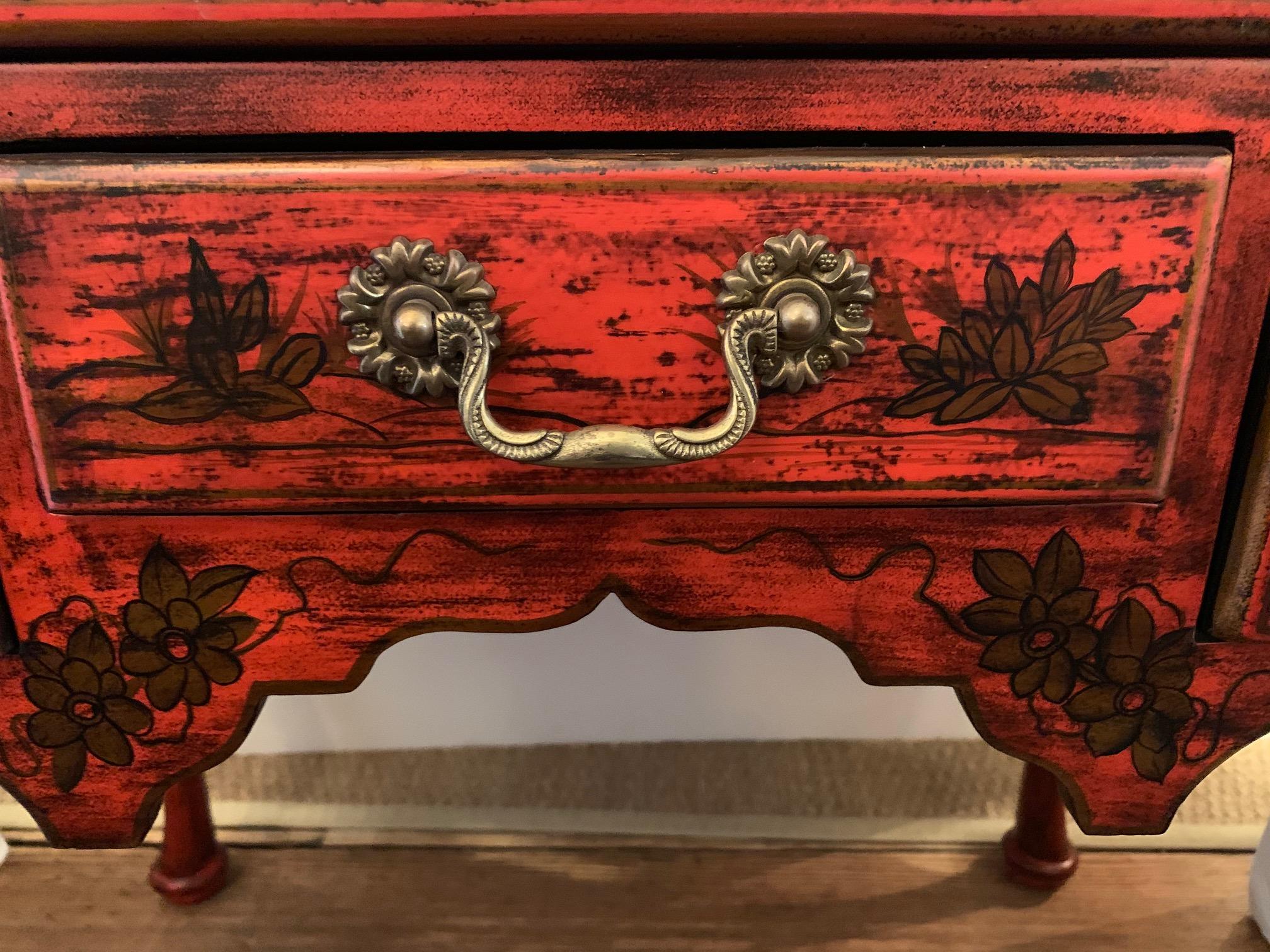 Scully & Scully Red & Gold Chinoiserie Console Sideboard with Drawers 7