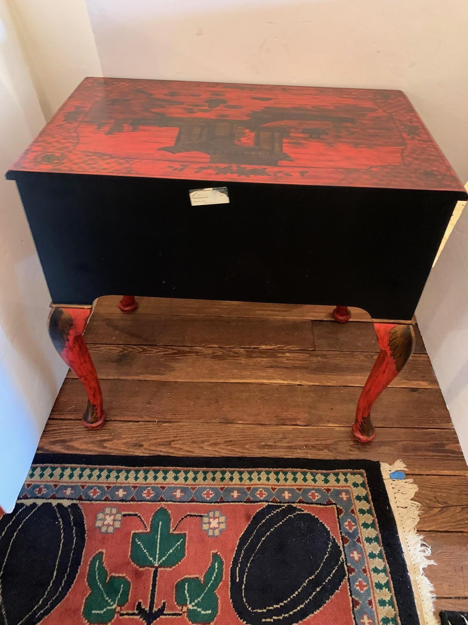 Scully & Scully Red & Gold Chinoiserie Console Sideboard with Drawers 9