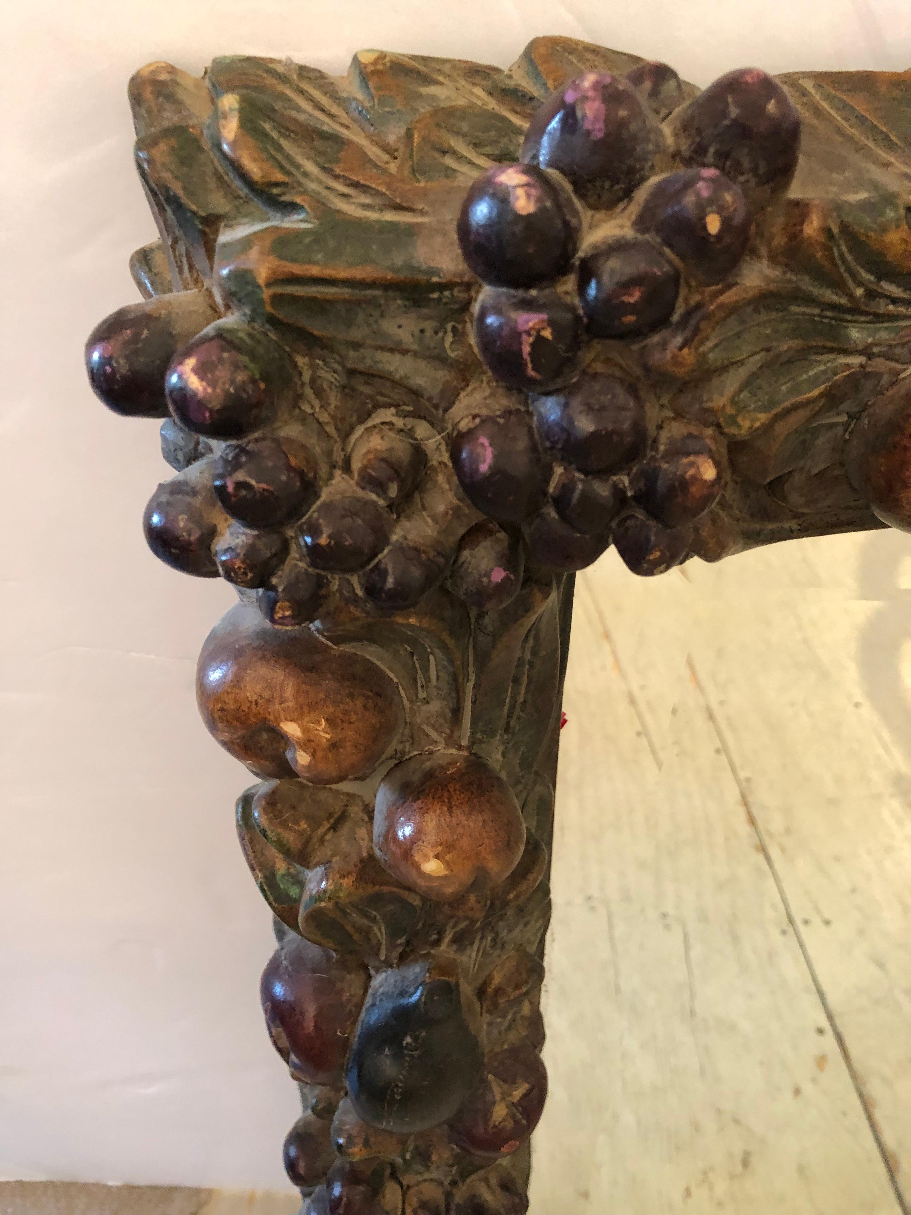 Black Forest Sensational Chunky Heavily Carved Autumnal Square Mirror with Fruit and Foliage