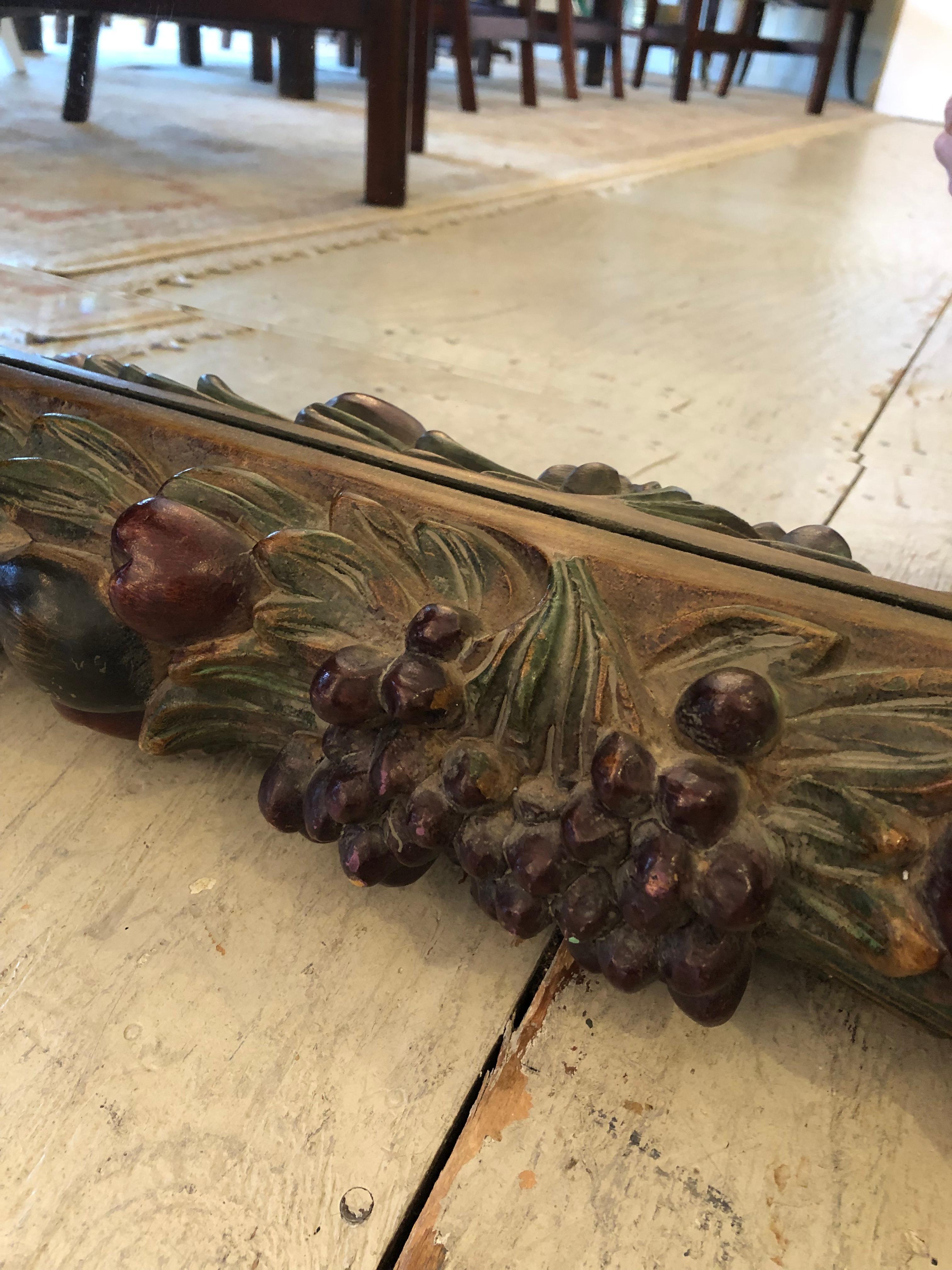 Composition Sensational Chunky Heavily Carved Autumnal Square Mirror with Fruit and Foliage