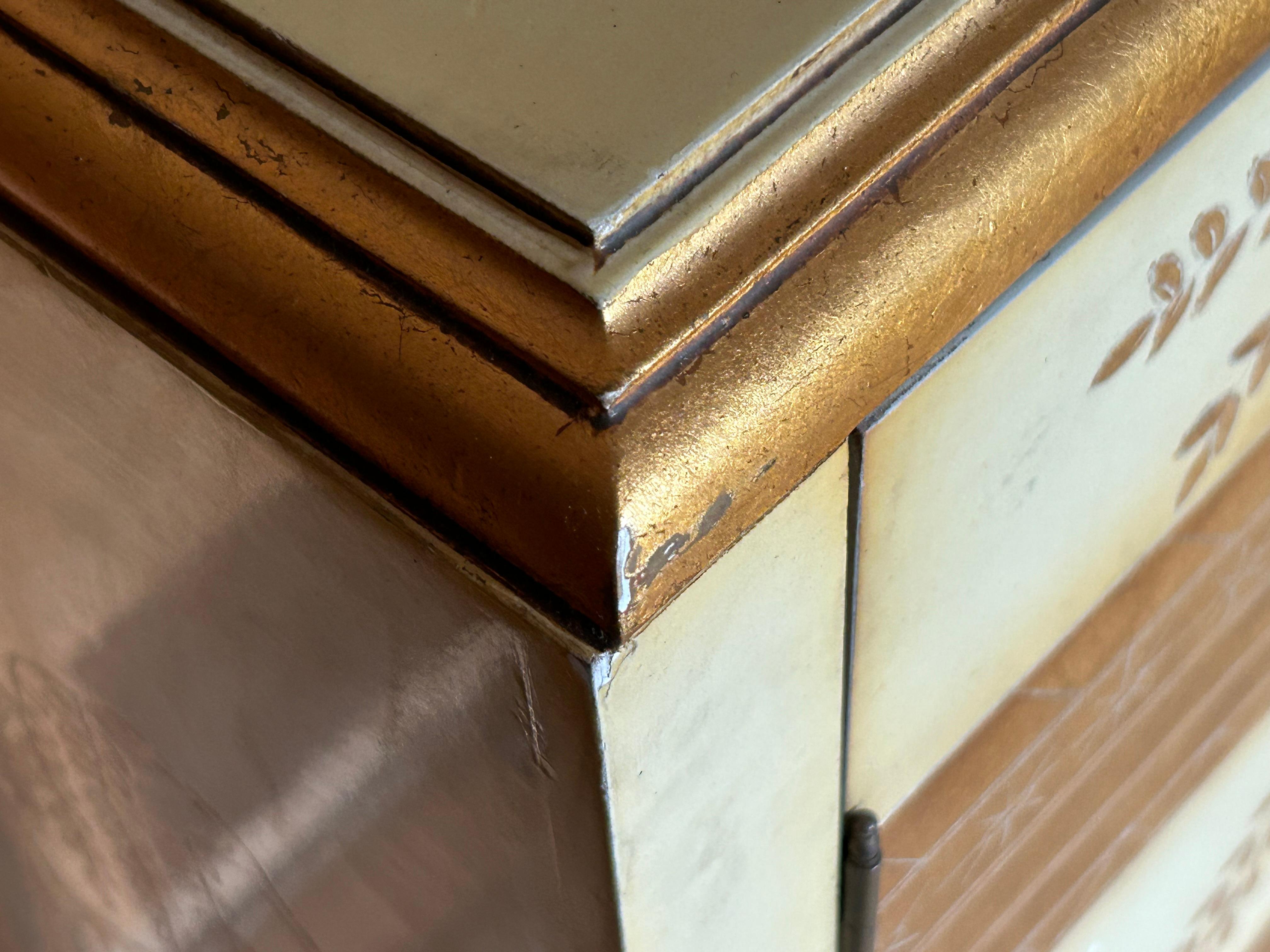 Sensationelle Creme Blattgold Chinoiserie Credenza Kabinett Konsole LaVerne Stil im Angebot 9