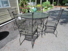 Sensational Early Set Russel Woodard Mesh Patio Table 4 Chairs Mid-Century
