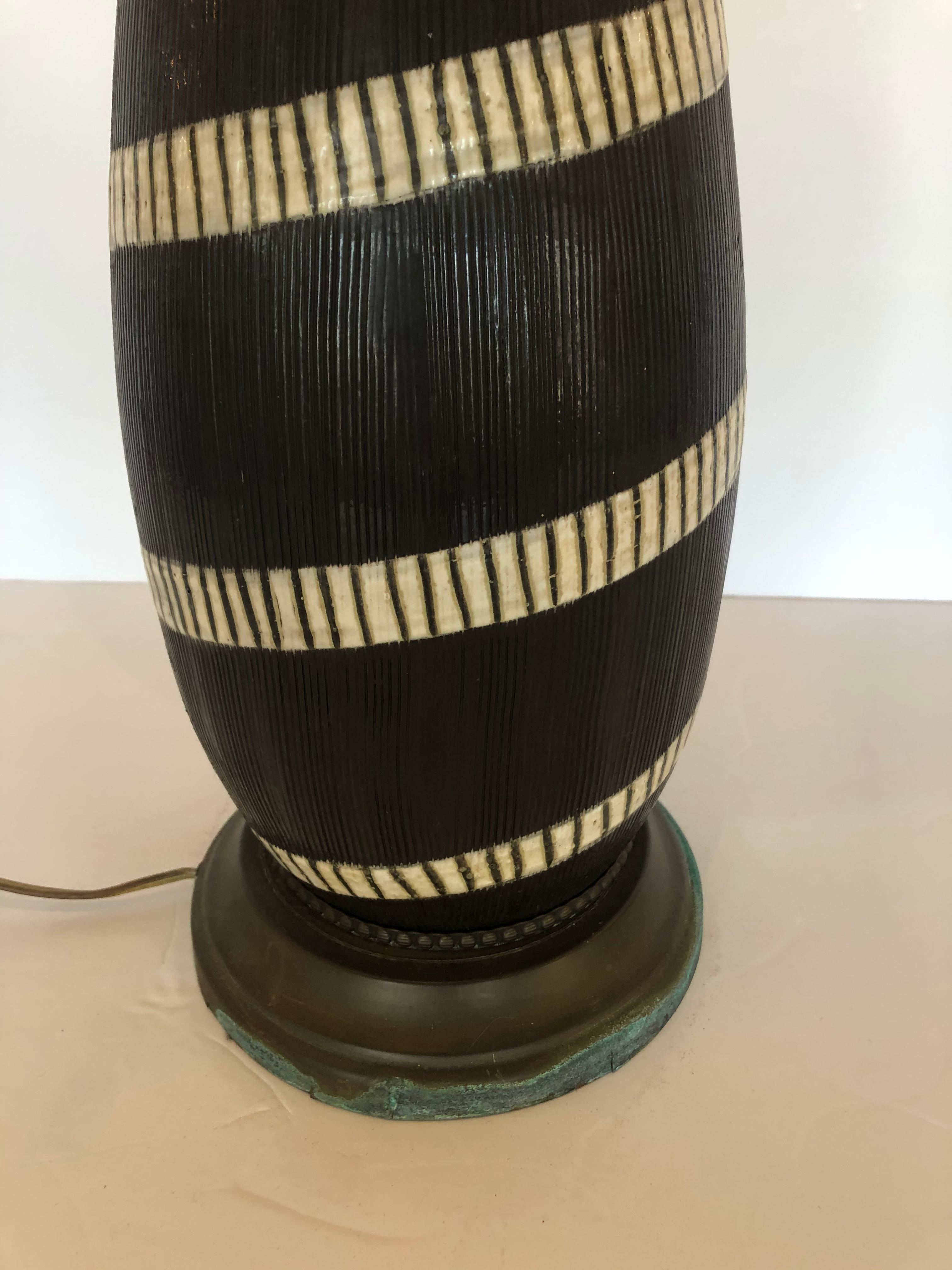 Sensational Elongated Mid-Century Modern Pottery Table Lamp 1