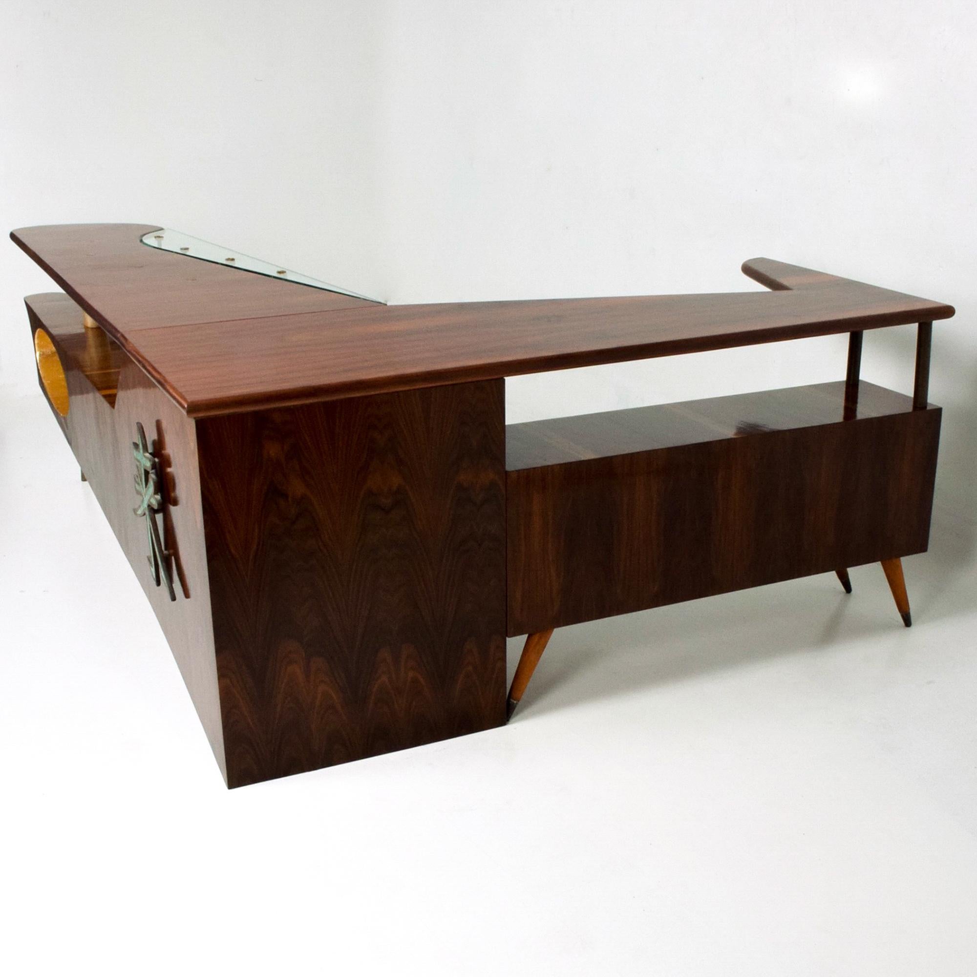 Mid-20th Century 1950s Modernism Frank Kyle & Pepe Mendoza Luxurious Desk Dry Bar Mexico  For Sale
