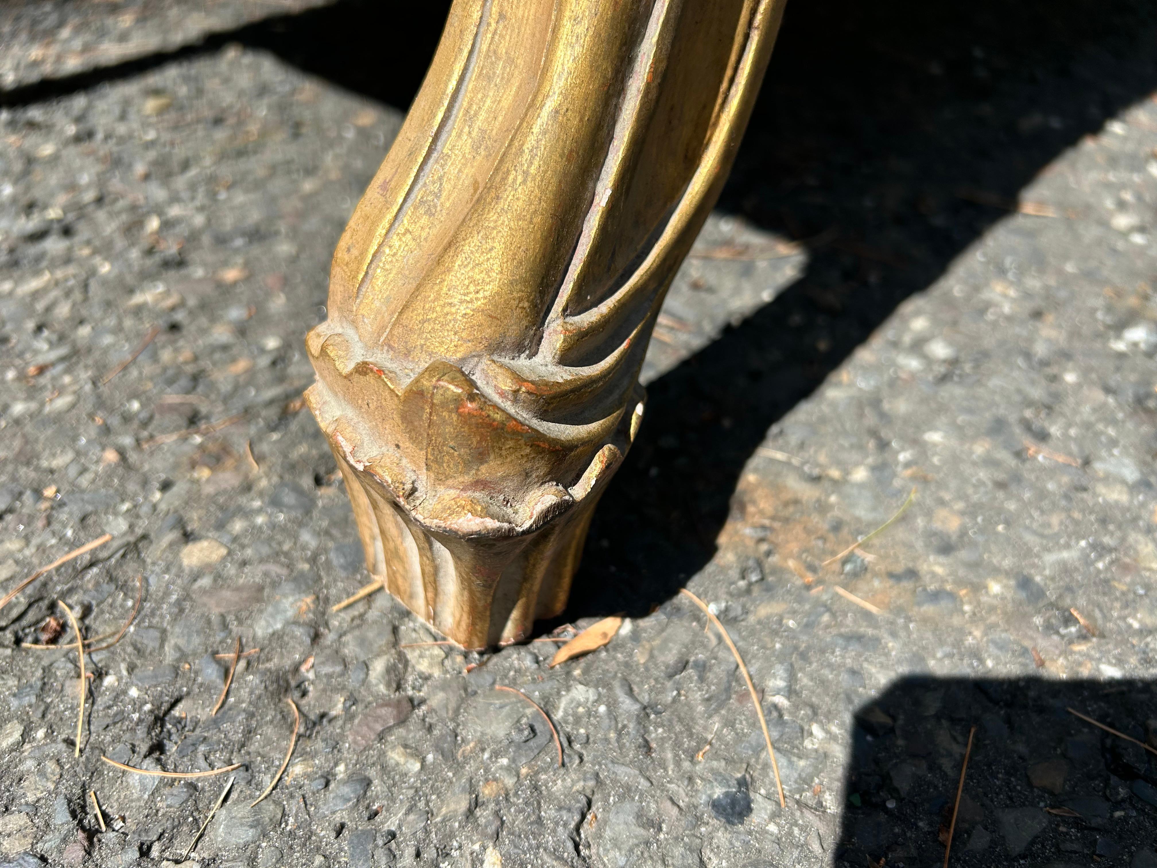 Sensational French Louis XVI Style Gilded Gold Scroll Arm Bench Settee For Sale 4