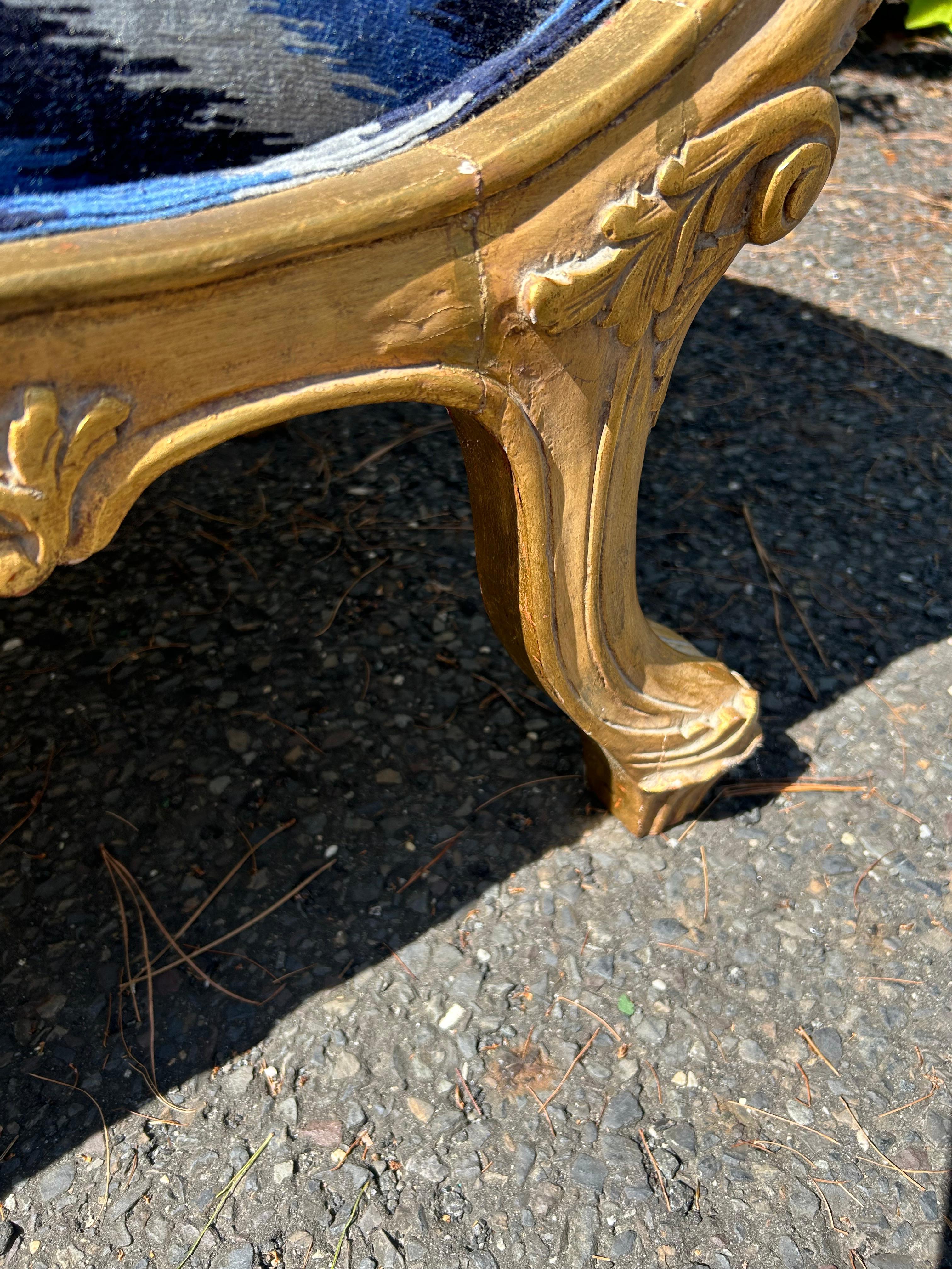 Sensational French Louis XVI Style Gilded Gold Scroll Arm Bench Settee For Sale 5