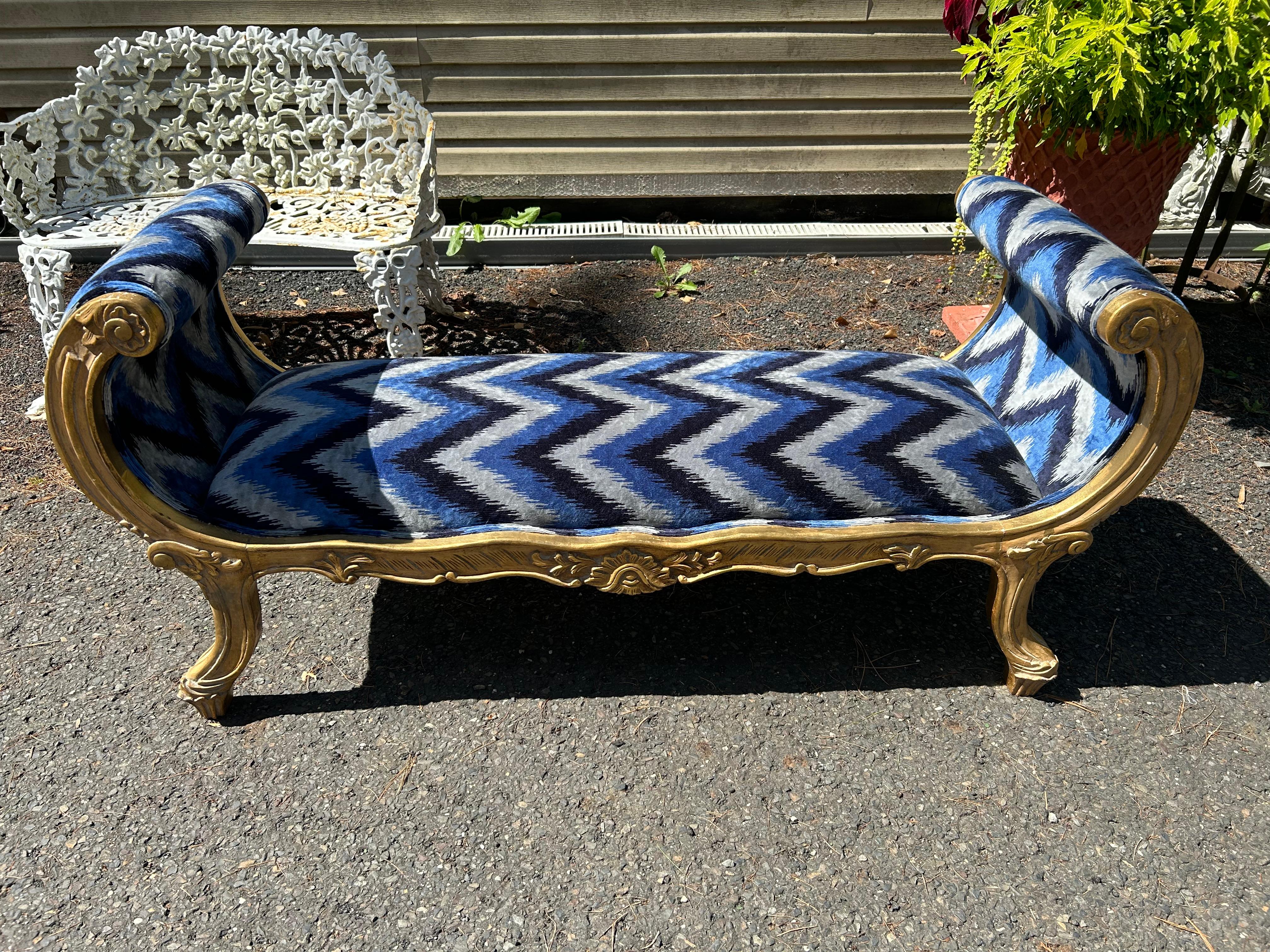 Sensational French Louis XVI Style Gilded Gold Scroll Arm Bench Settee For Sale 8