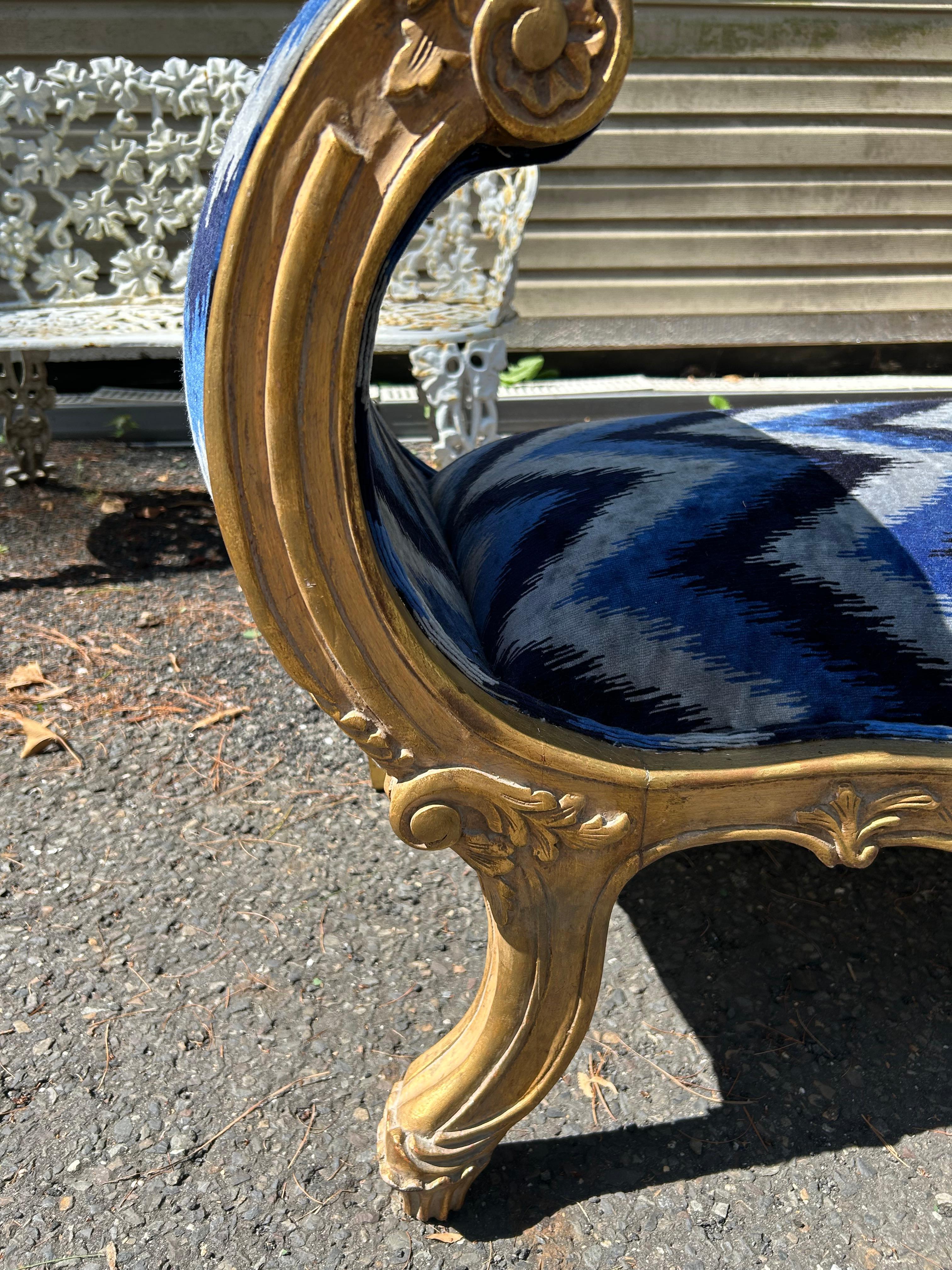 Hollywood Regency Sensational French Louis XVI Style Gilded Gold Scroll Arm Bench Settee For Sale