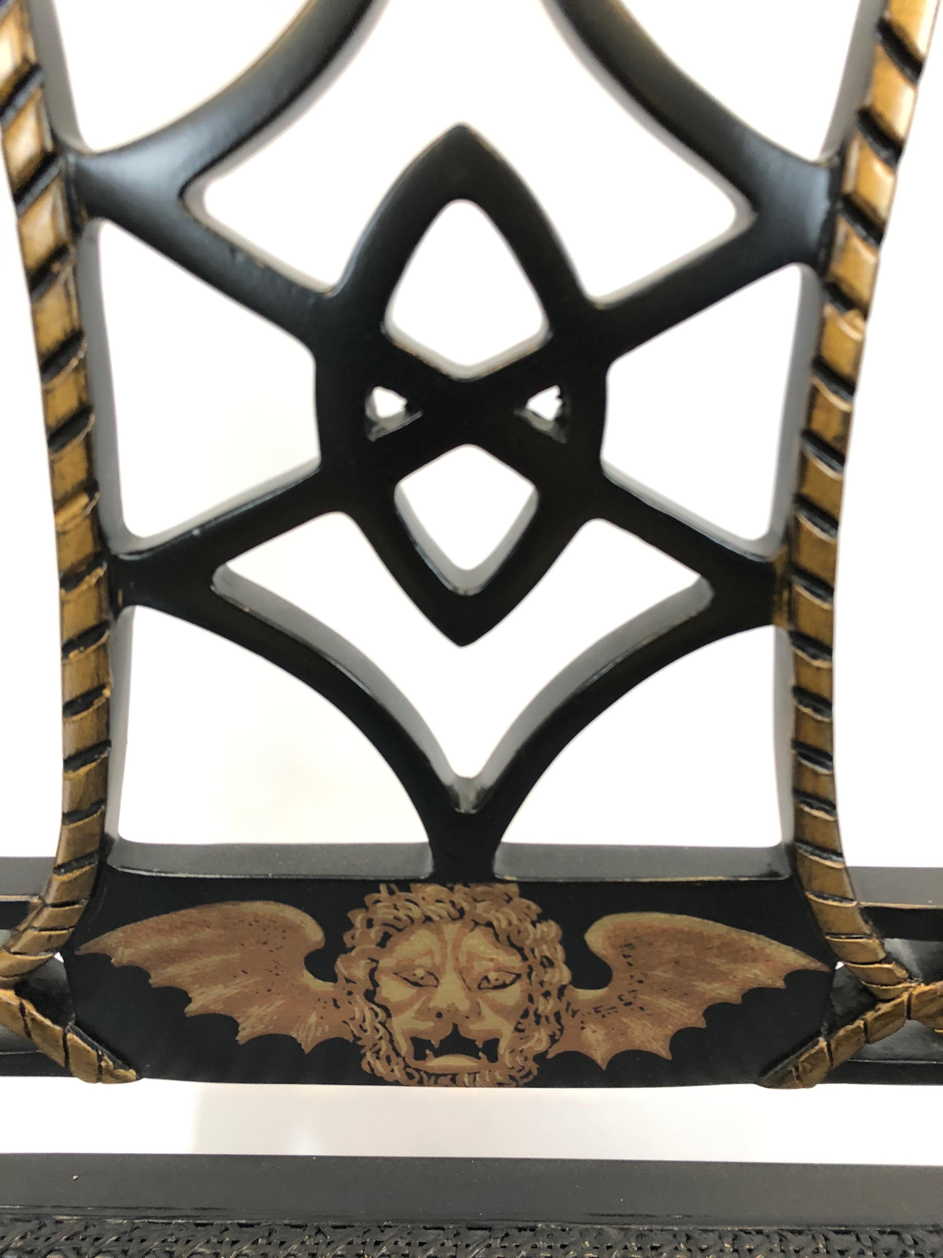 Sensational Greek Key Motif Regency Style Arm Chair Club Chair with Caned Seat 4