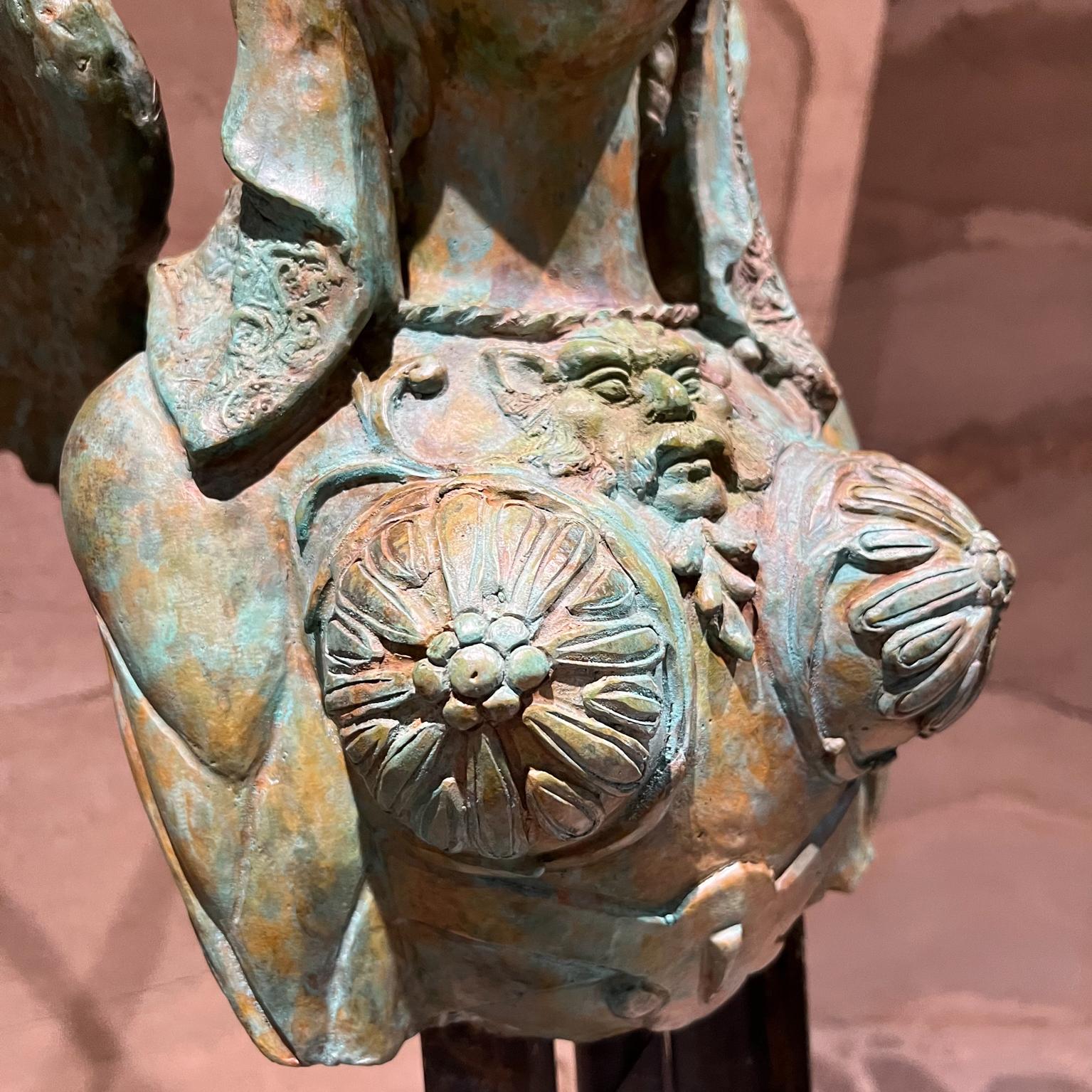 Sensational Greek Sphinx Verdigris Sculpture Female Bronze and Forged Steel For Sale 2