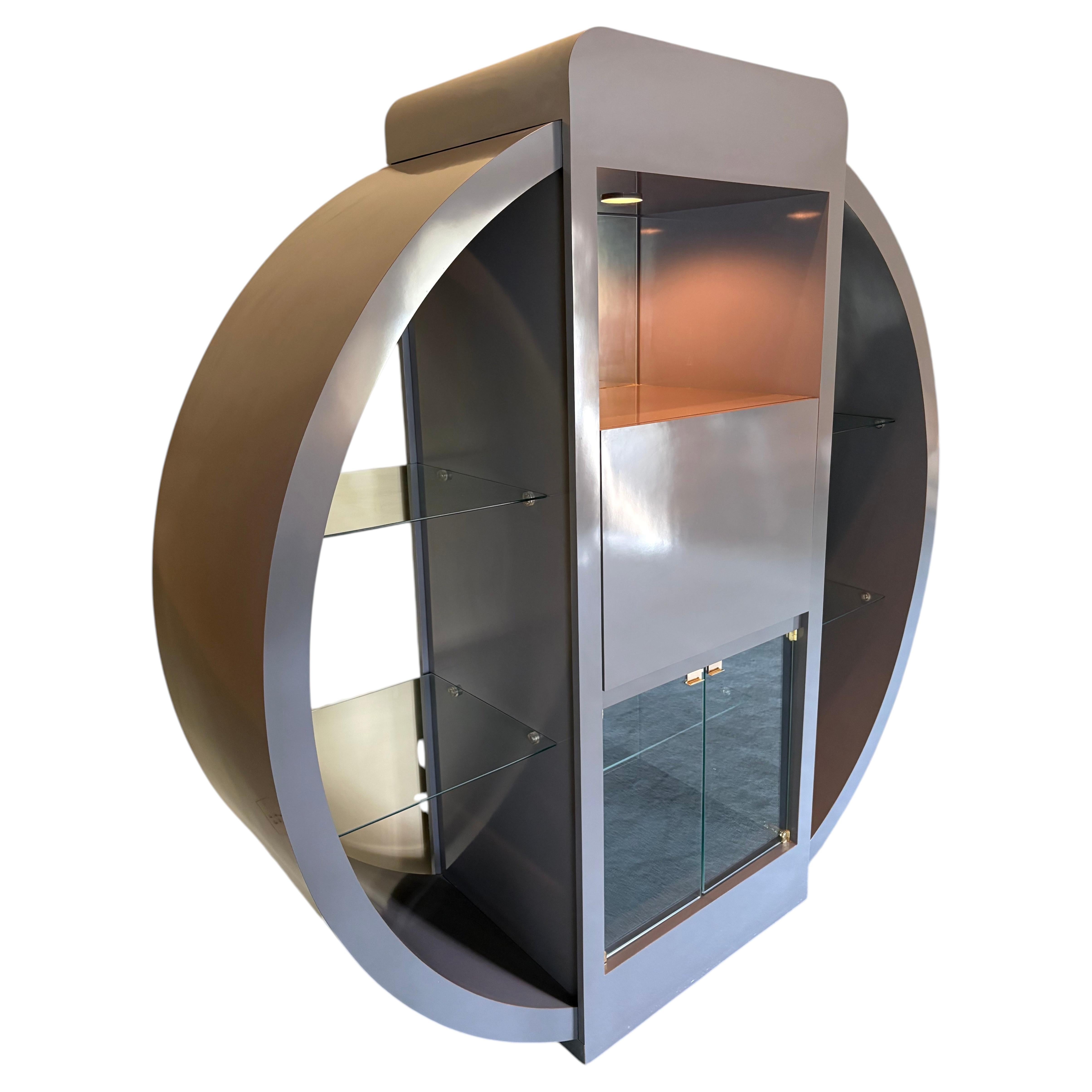 Sensational Grey Laminate Wall Unit Bar with Sensual Shape