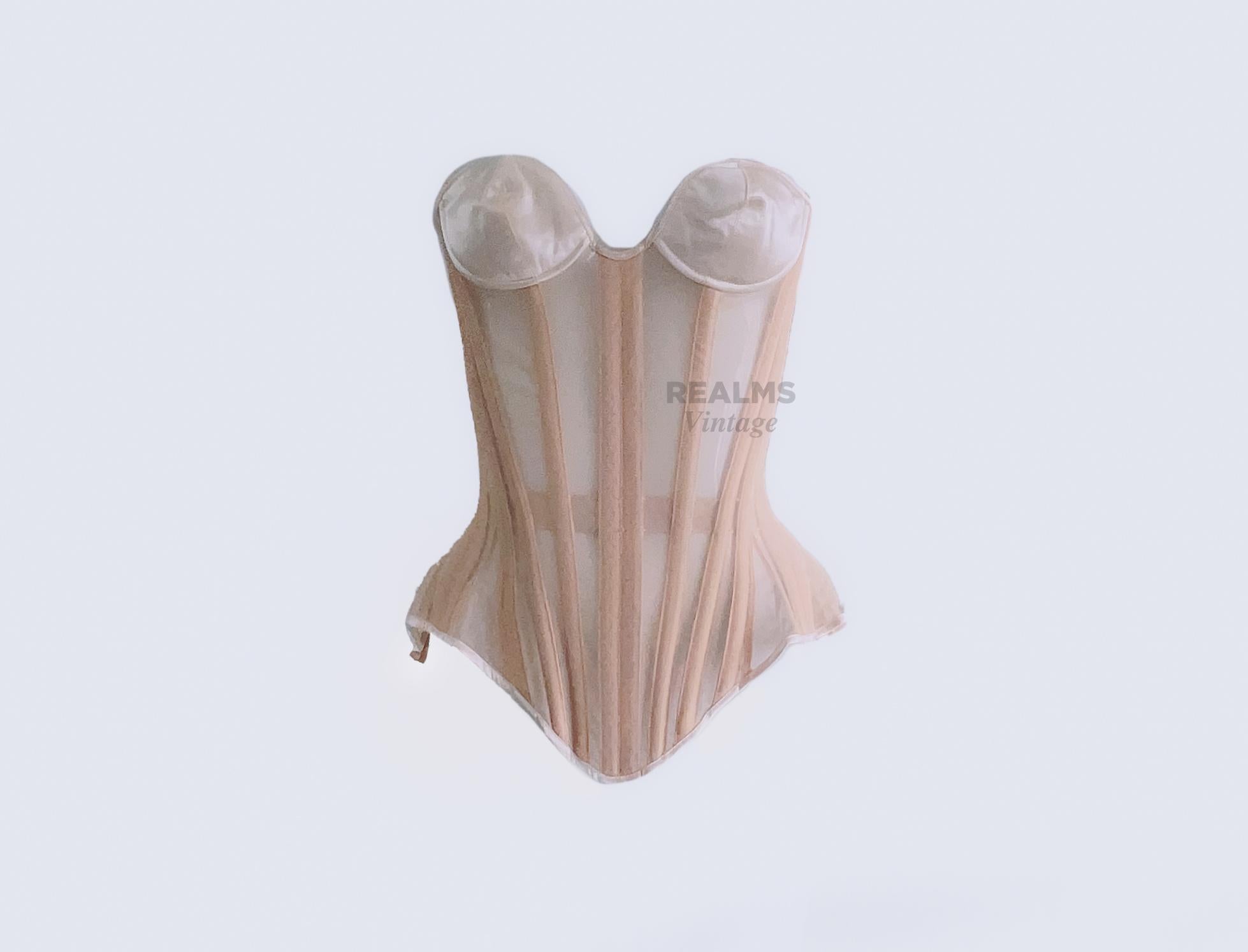 Sensational Iconic Corset Mister Pearl for Thierry Mugler Semi Sheer Bodice For Sale 7