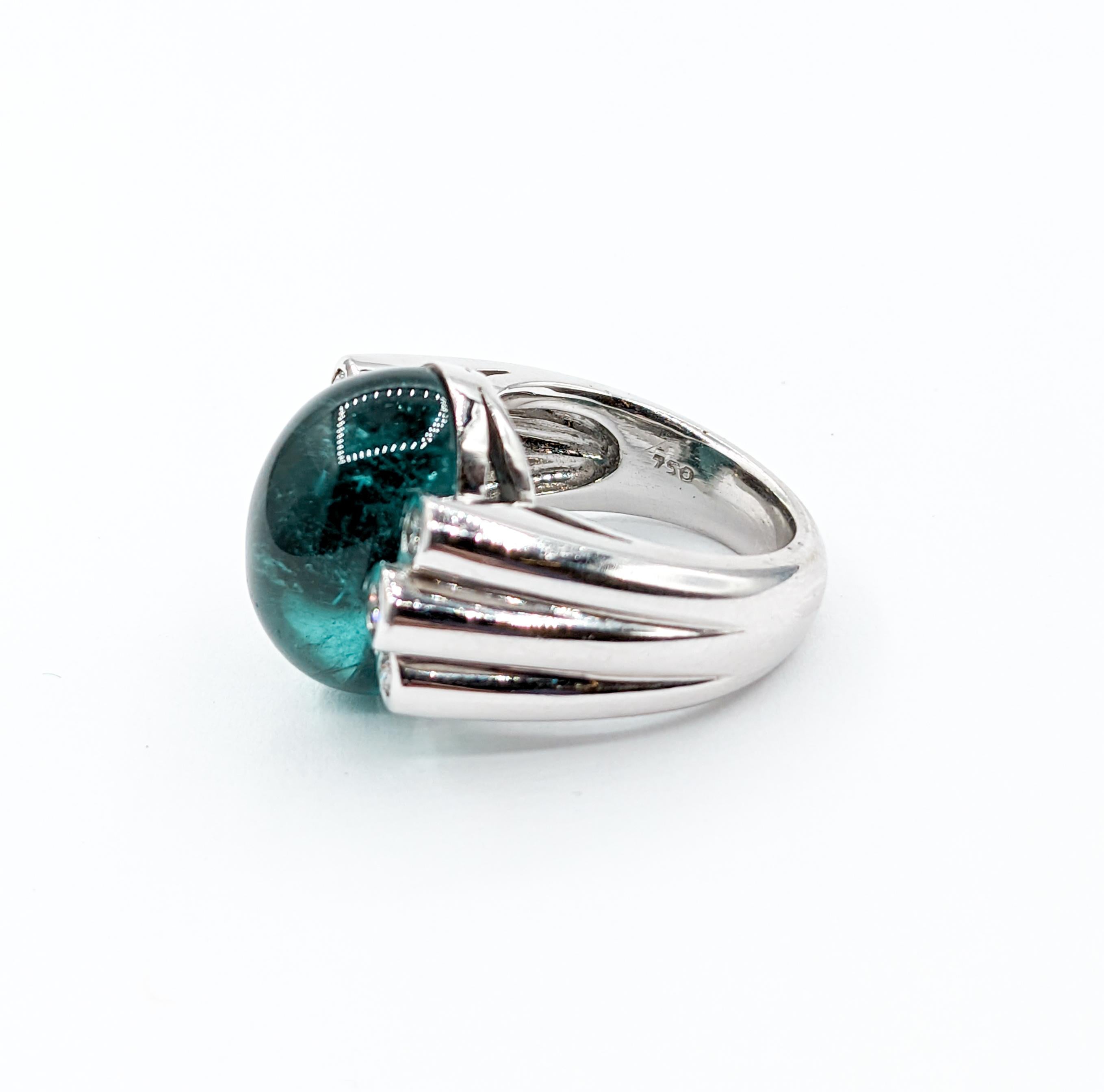 Sensational Indicolite Tourmaline & Diamond Cocktail Ring For Sale 4