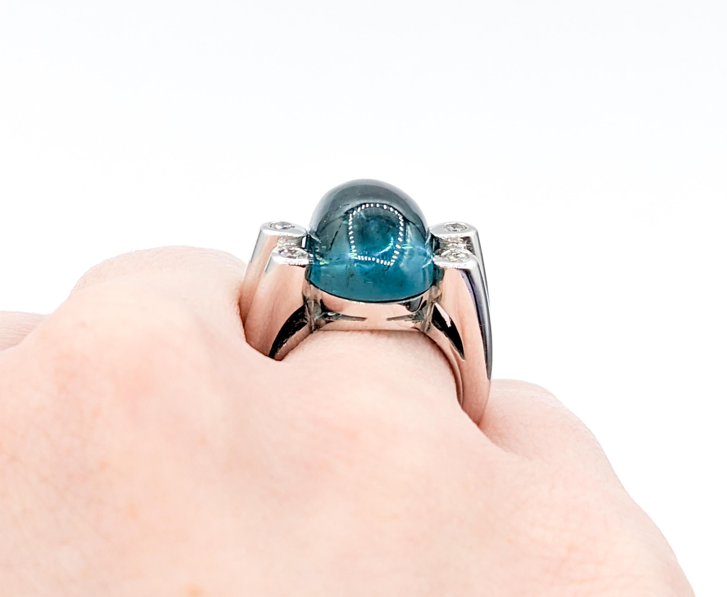 Sensational Indicolite Tourmaline & Diamond Cocktail Ring In Excellent Condition For Sale In Bloomington, MN