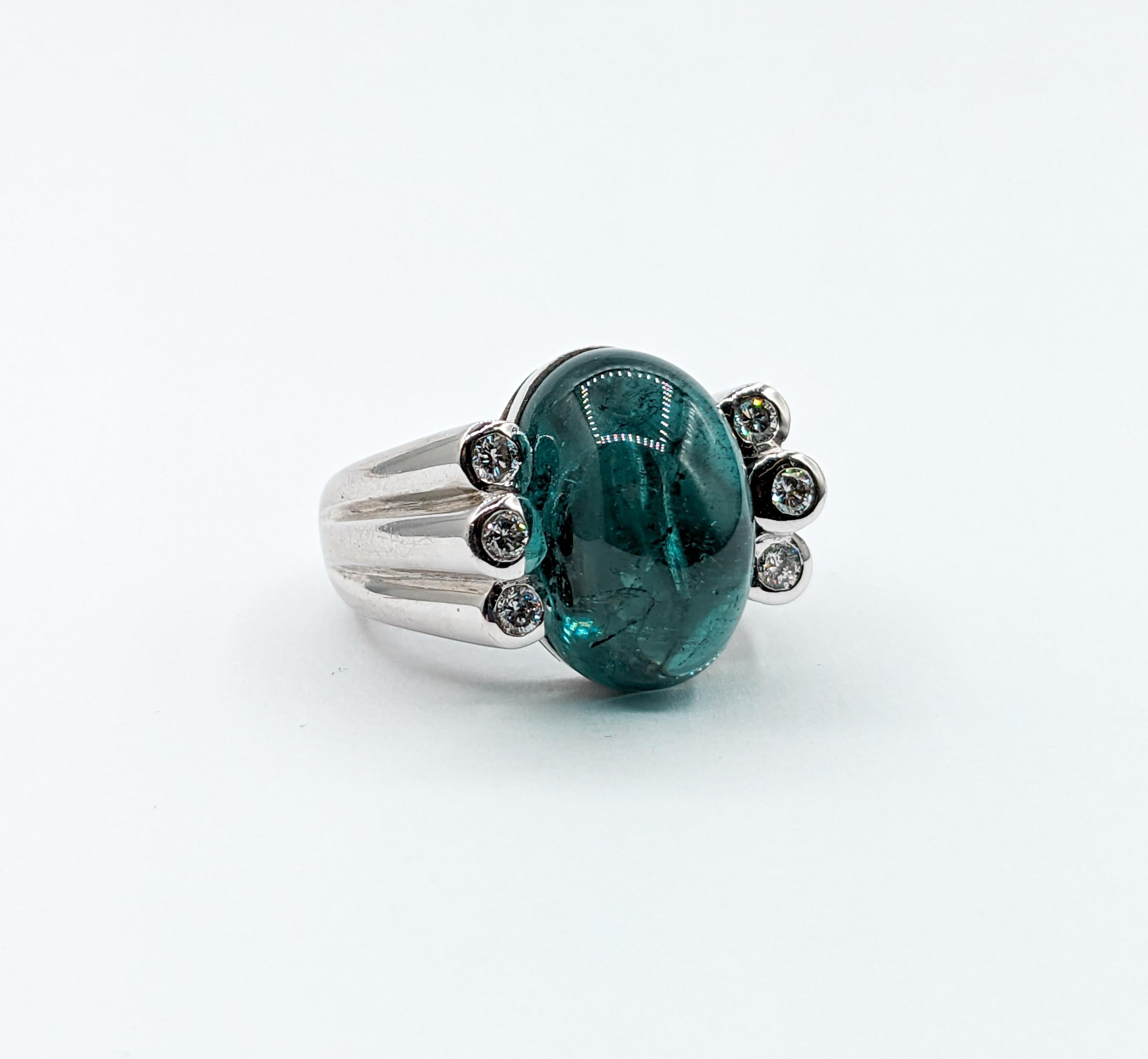 Sensational Indicolite Tourmaline & Diamond Cocktail Ring For Sale 1