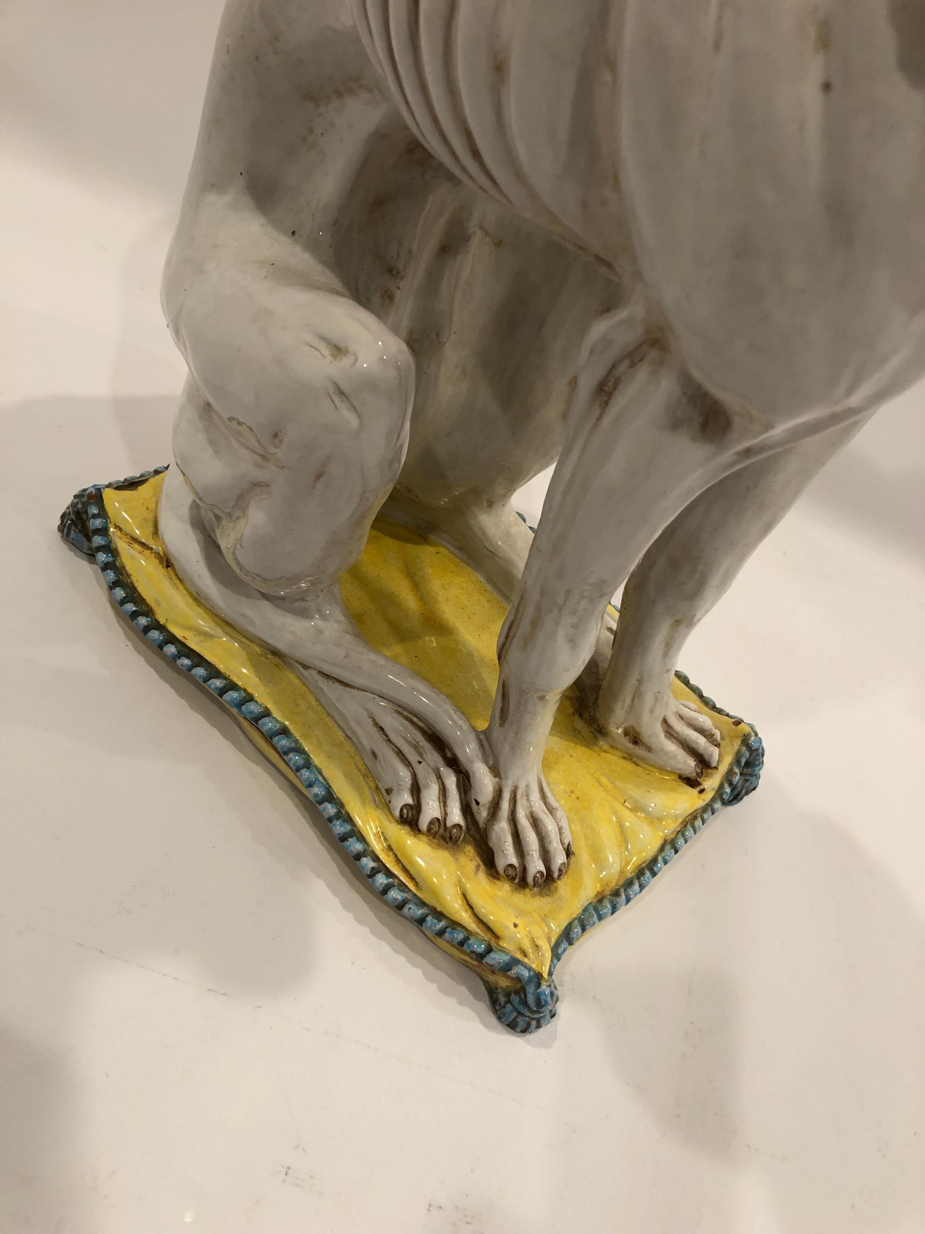 Sensational Italian Glazed Terracotta Stylized Whippet Dog Sculpture 6
