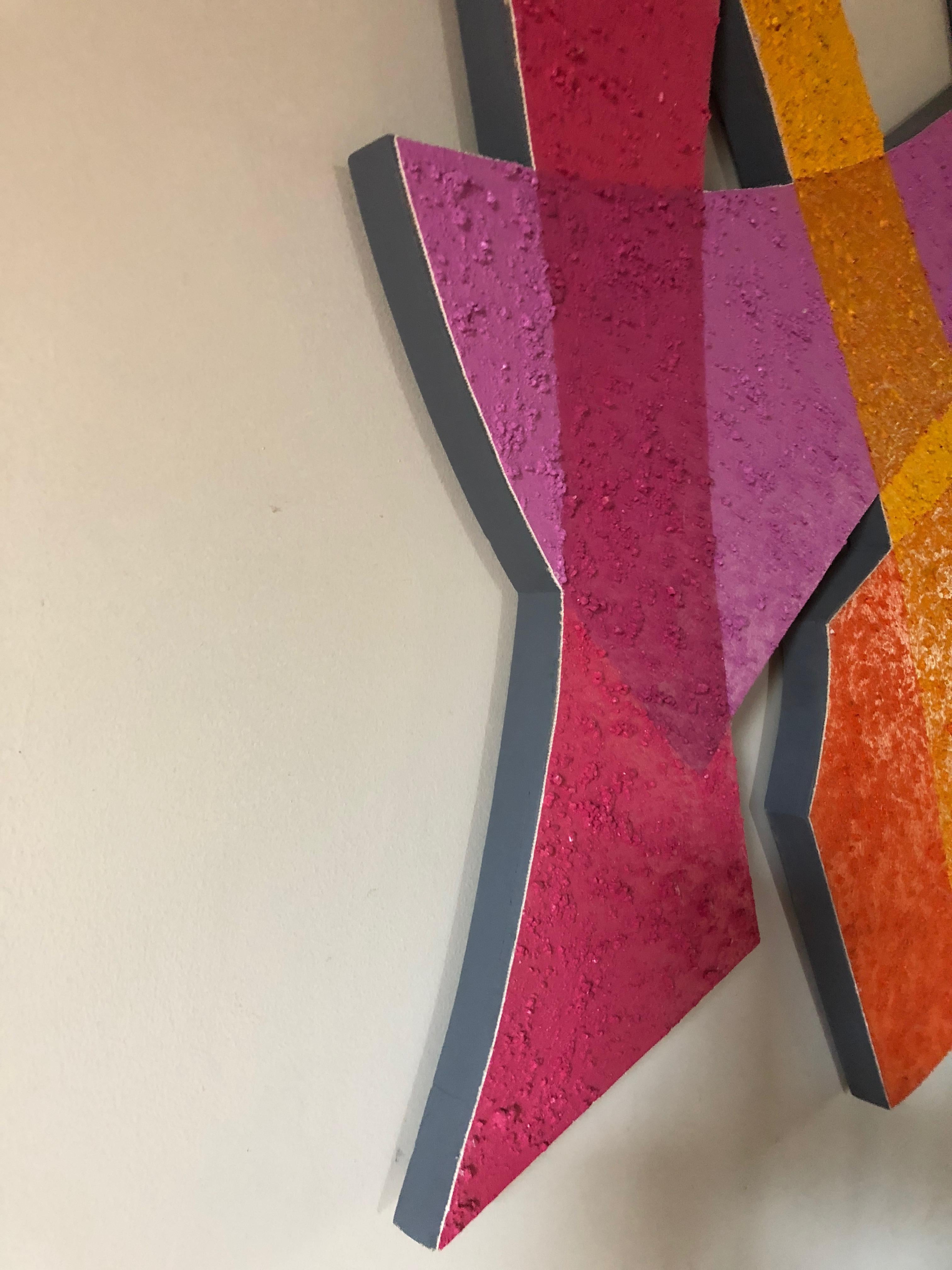 XXIe siècle et contemporain Grande peinture murale sculpturale abstraite à découpes en vente