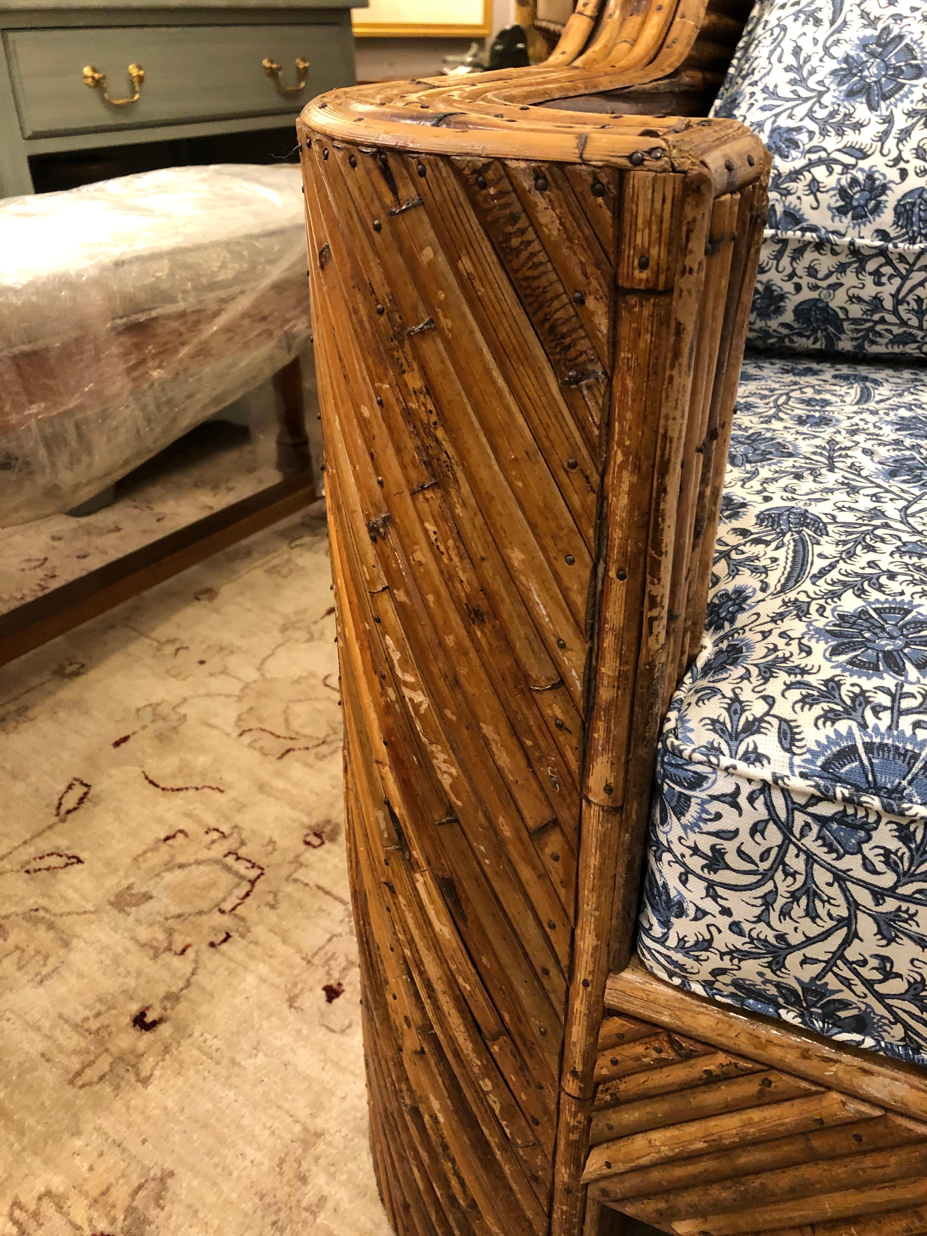 Sensational Large Beautifully Constructed Vintage Split Reed Club Chair 6