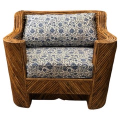 Sensational Large Beautifully Constructed Vintage Split Reed Club Chair