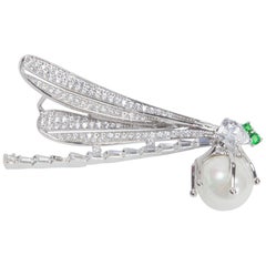 Sensational Large Faux Diamond Dragonfly Runway Brooch Pin