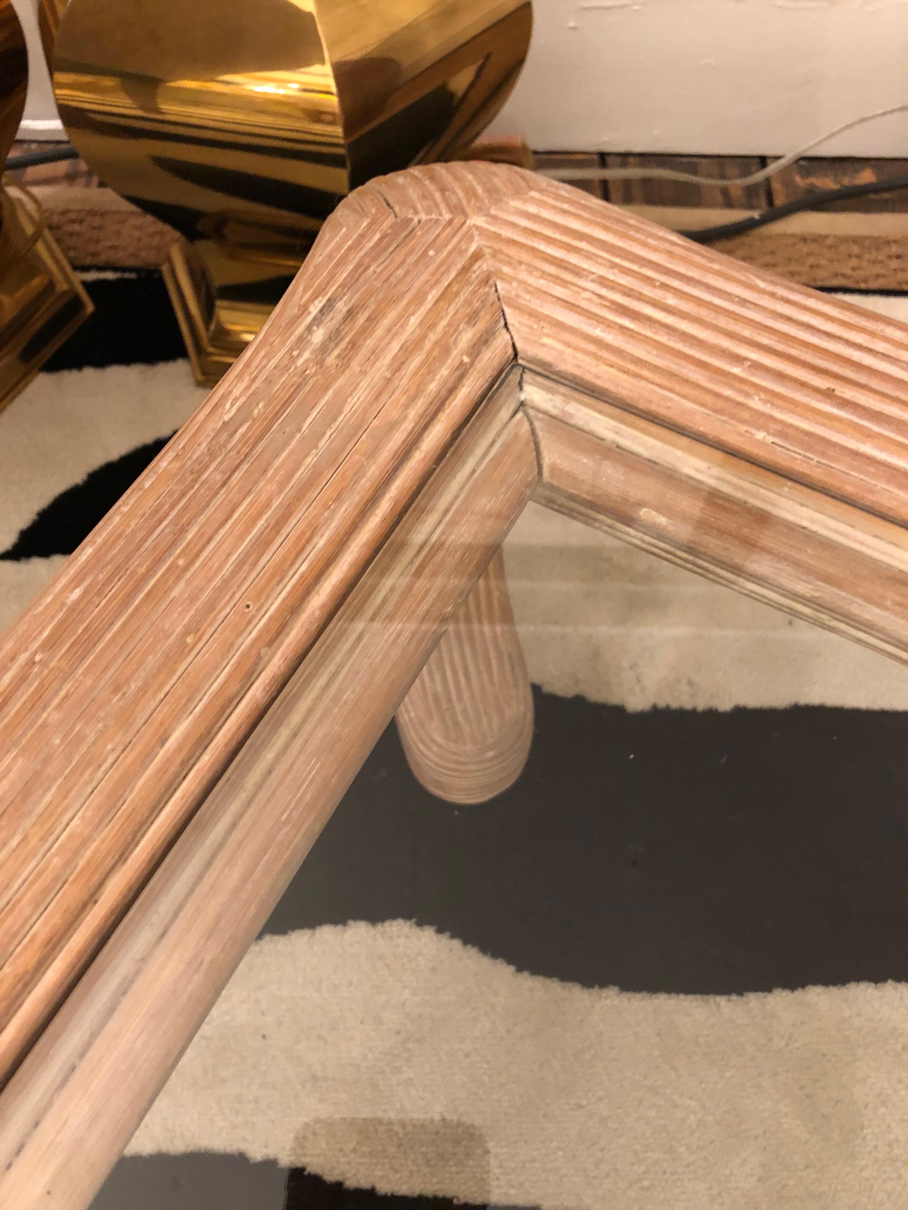 American Sensational Large Square Split Reed & Glass Coffee Table