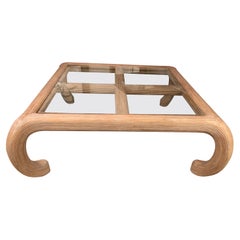 Sensational Large Square Split Reed & Glass Coffee Table