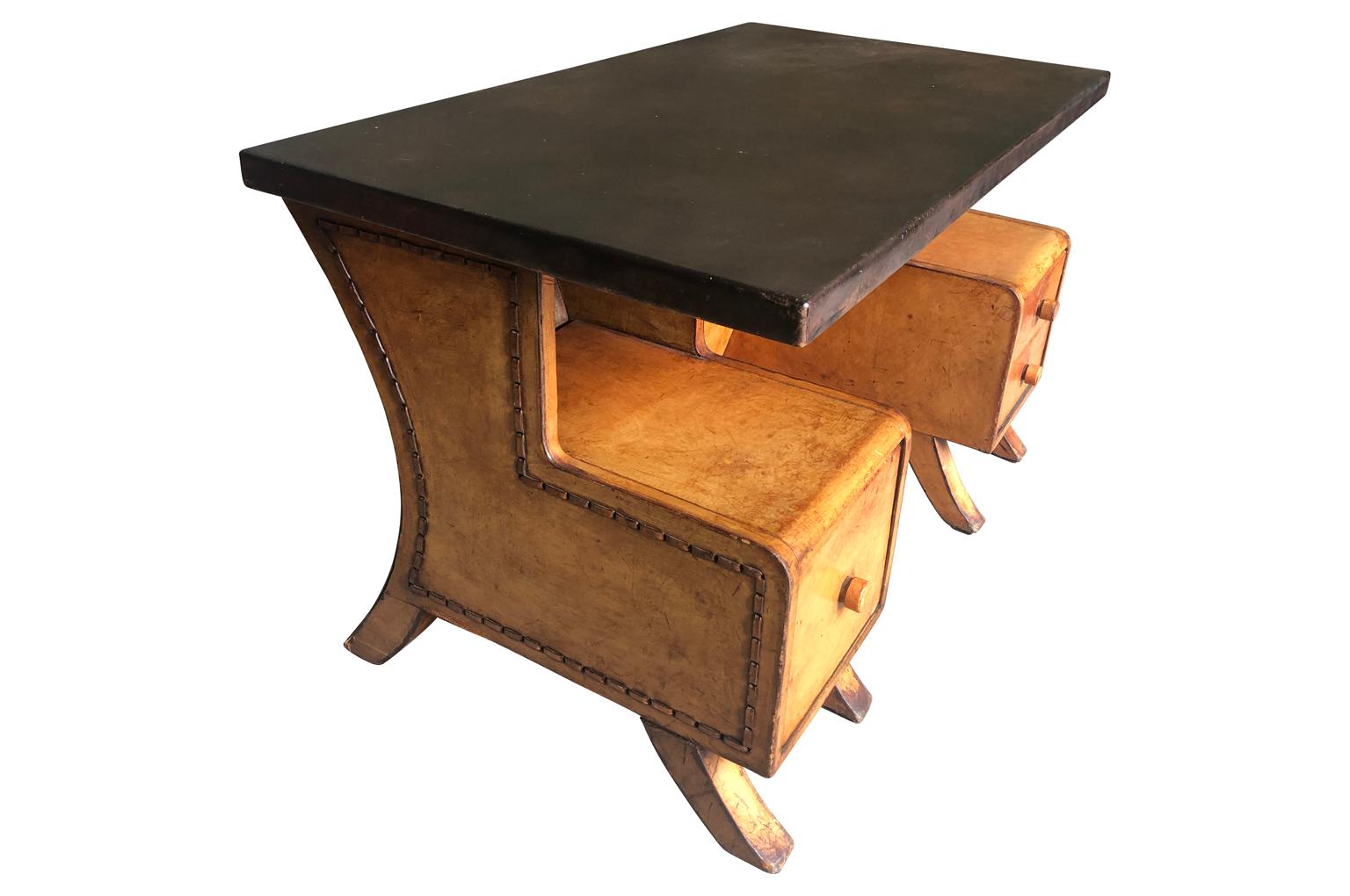 20th Century Sensational Leather Clad French Art Deco Desk For Sale