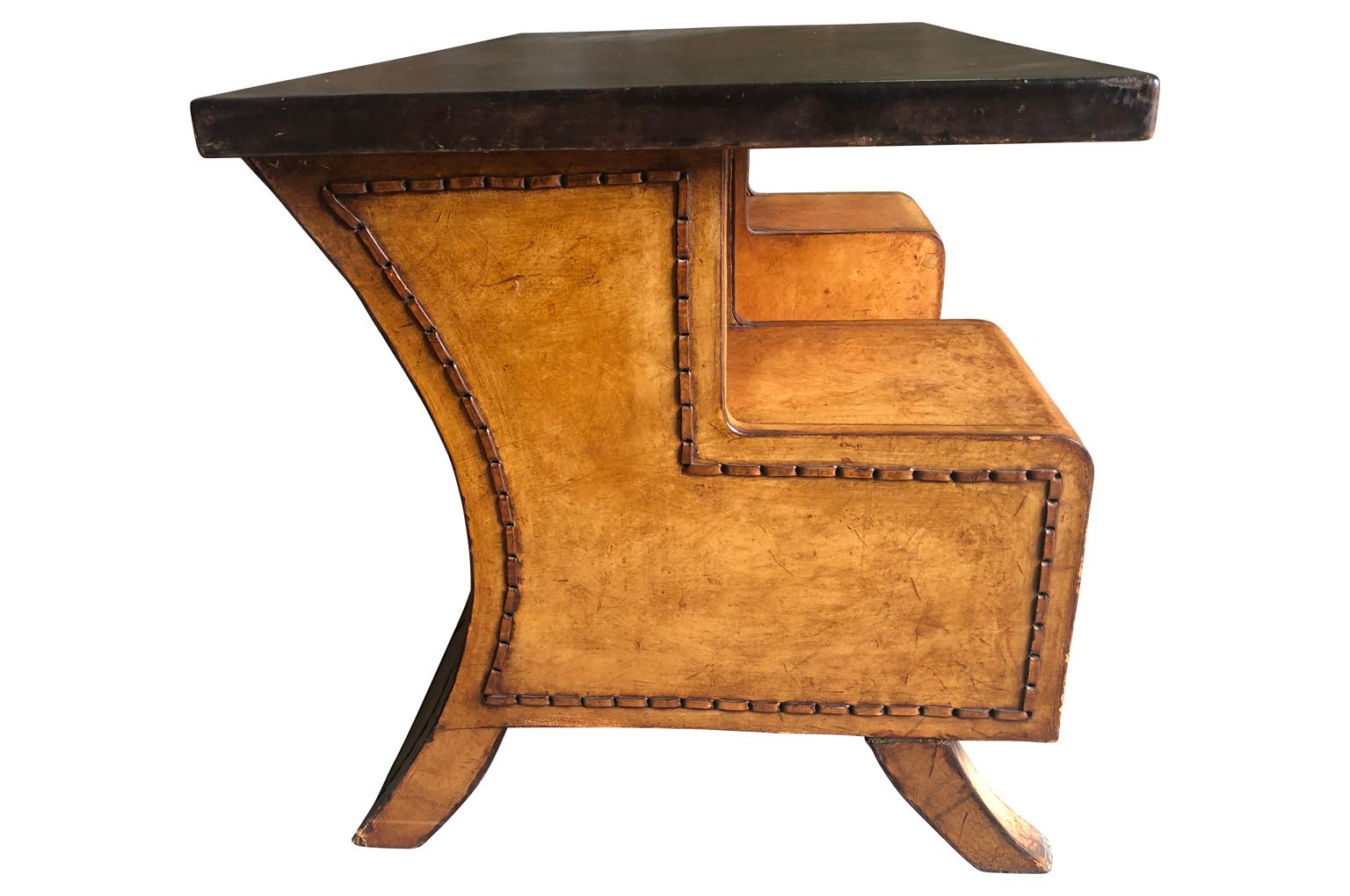 Sensational Leather Clad French Art Deco Desk For Sale 3