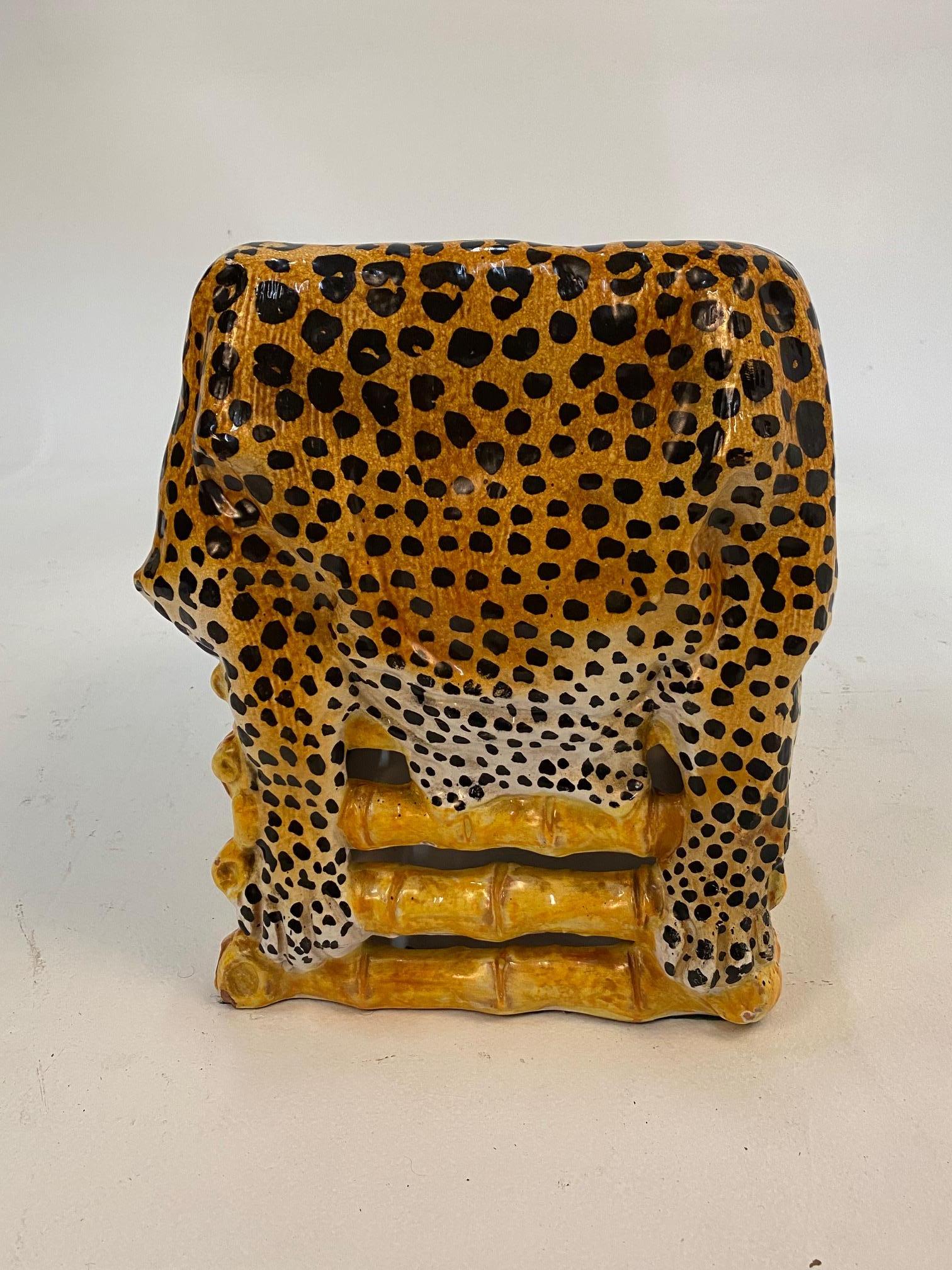 Sensational Leopard Print Italian Terracotta Garden Seat Drinks Table 1