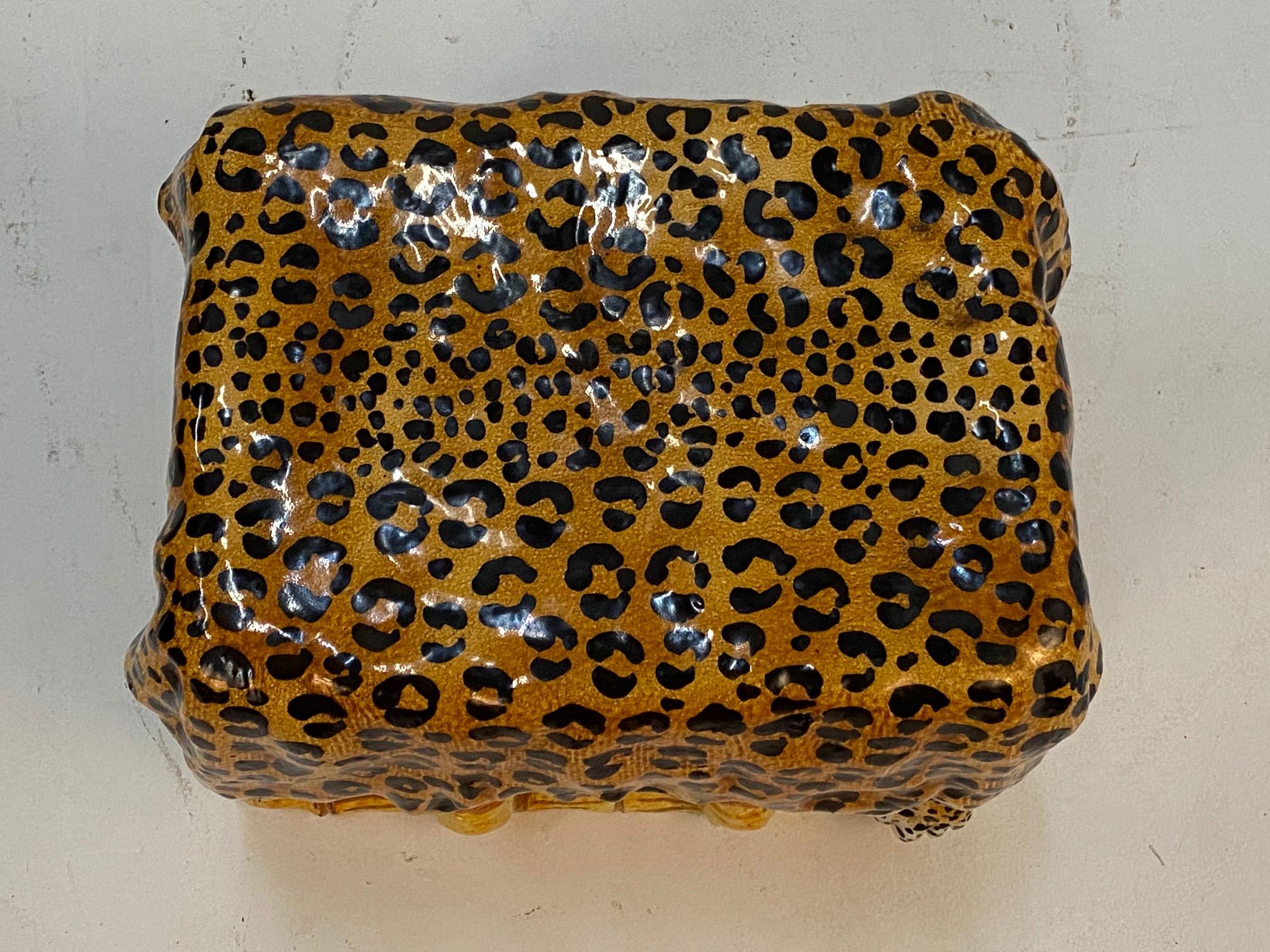 Sensational Leopard Print Italian Terracotta Garden Seat Drinks Table 4
