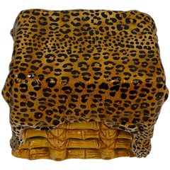 Sensational Leopard Print Italian Terracotta Garden Seat Drinks Table