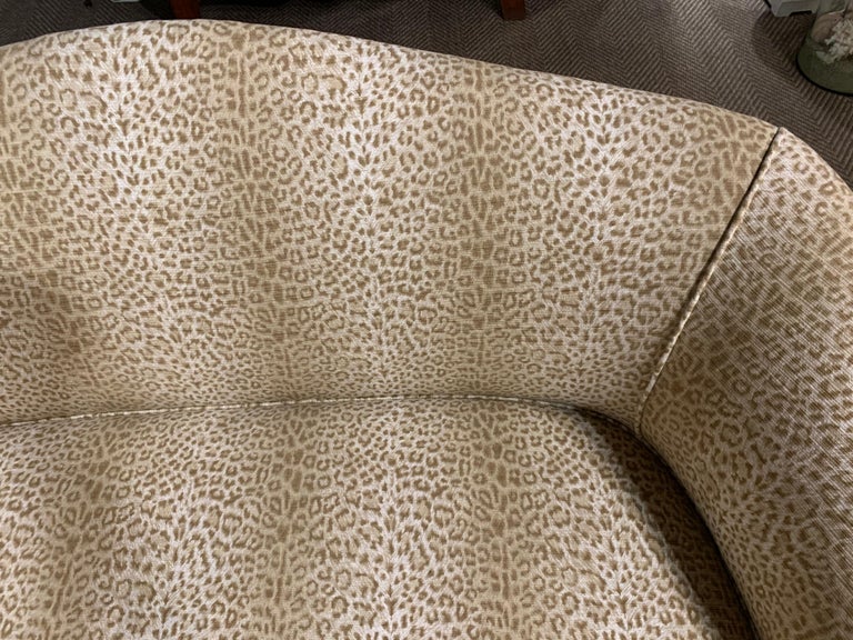 Sensational Mahogany And Animal Print Upholstered Sofa For Sale At
