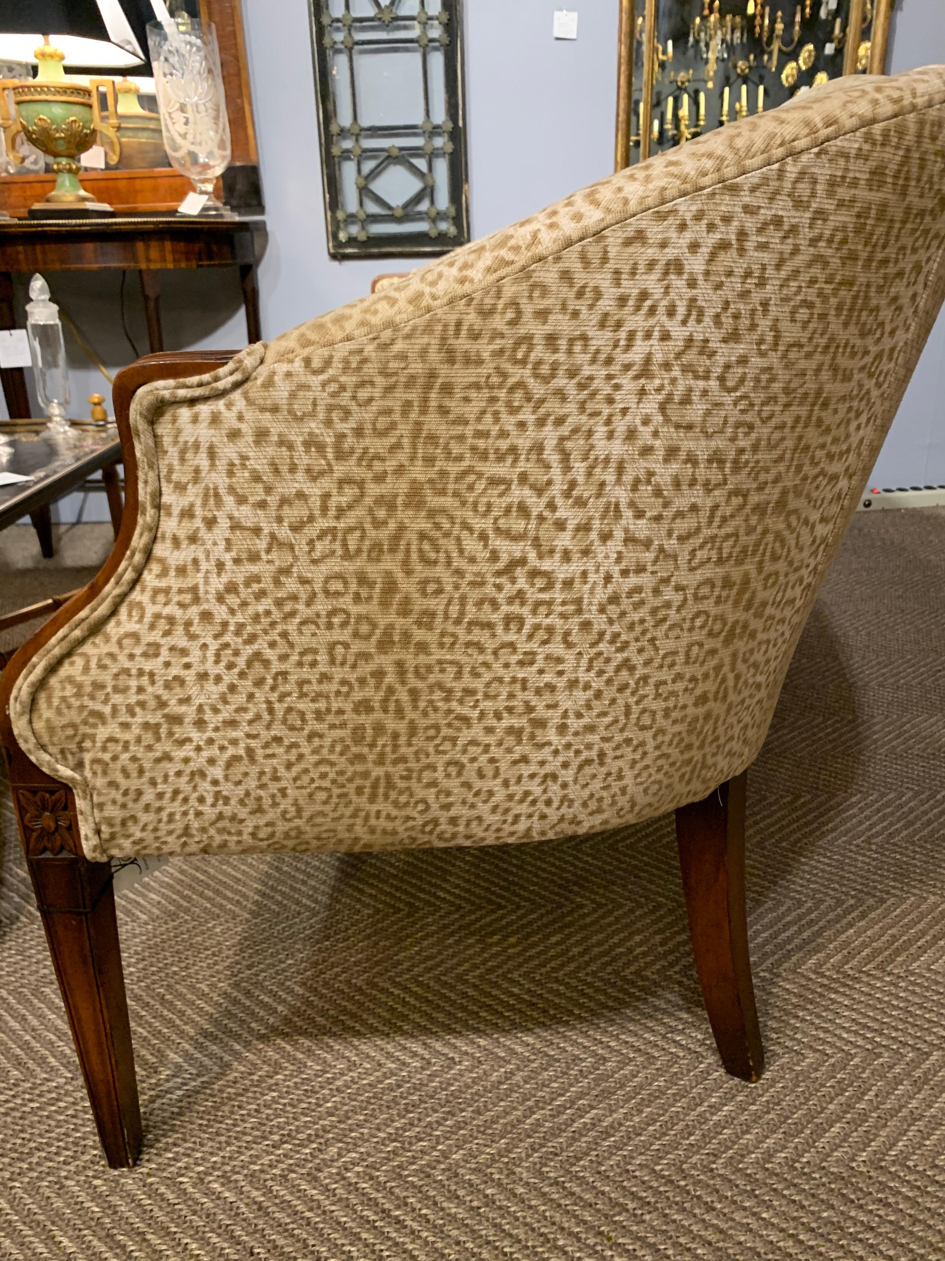 North American Sensational Mahogany and Animal Print Upholstered Sofa